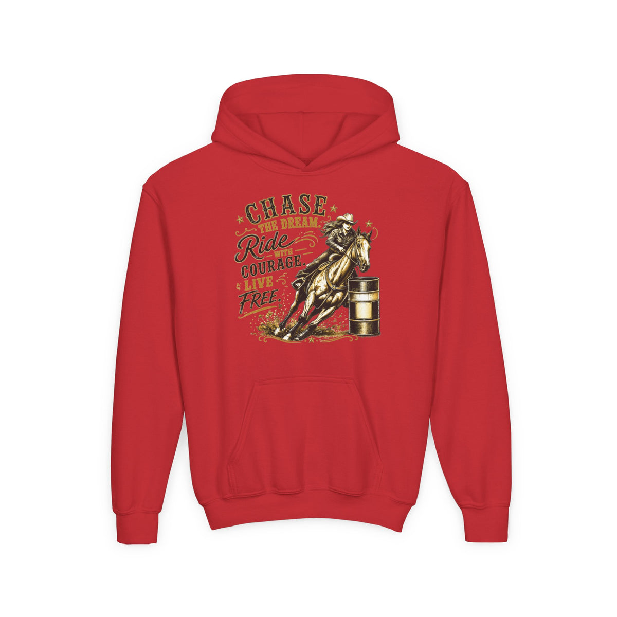 Chase the Dream Ride with Courage Youth Heavy Blend Hooded Sweatshirt
