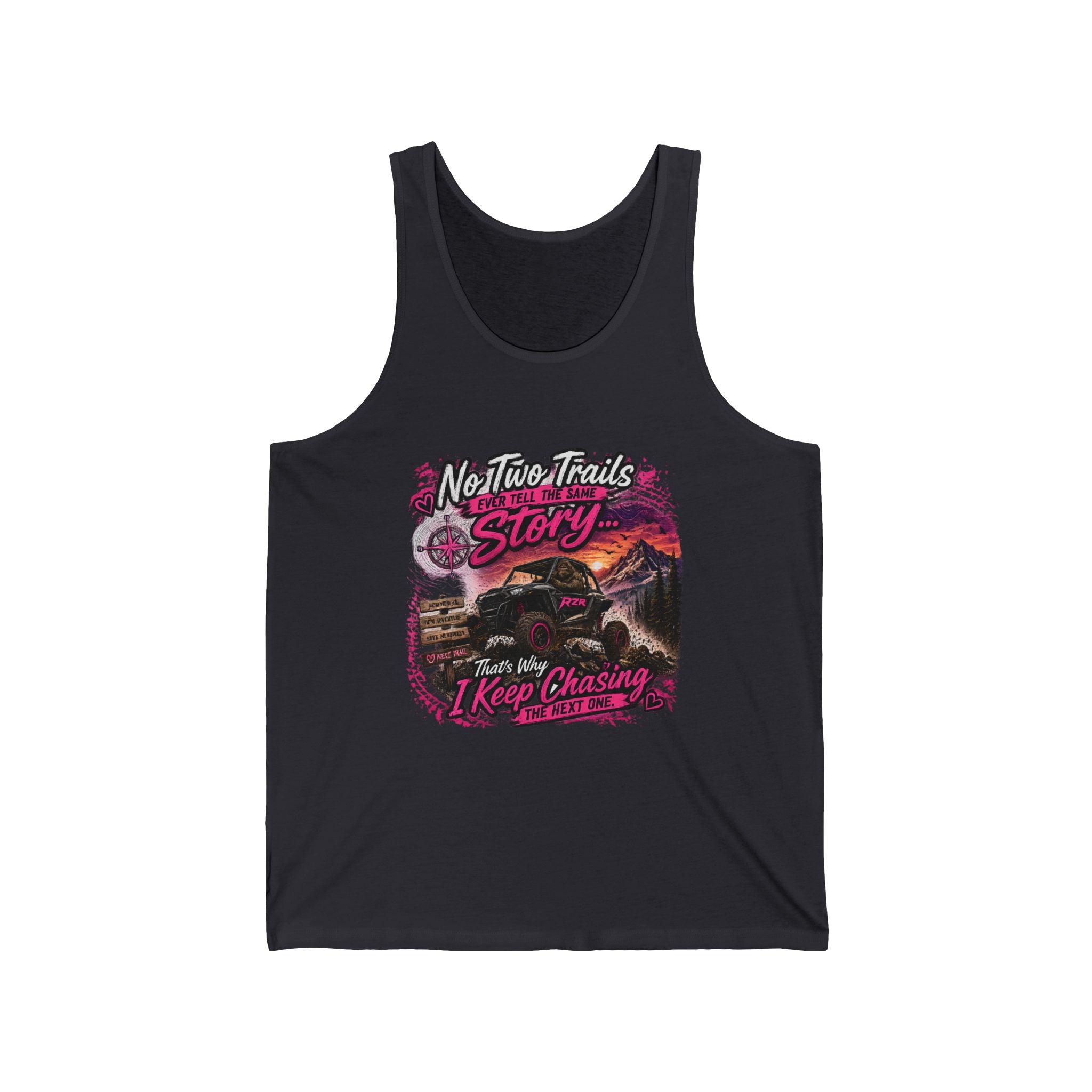 Trail Running Tank Top — "No Two Trails Are The Same" Scenic Sunset Run Design