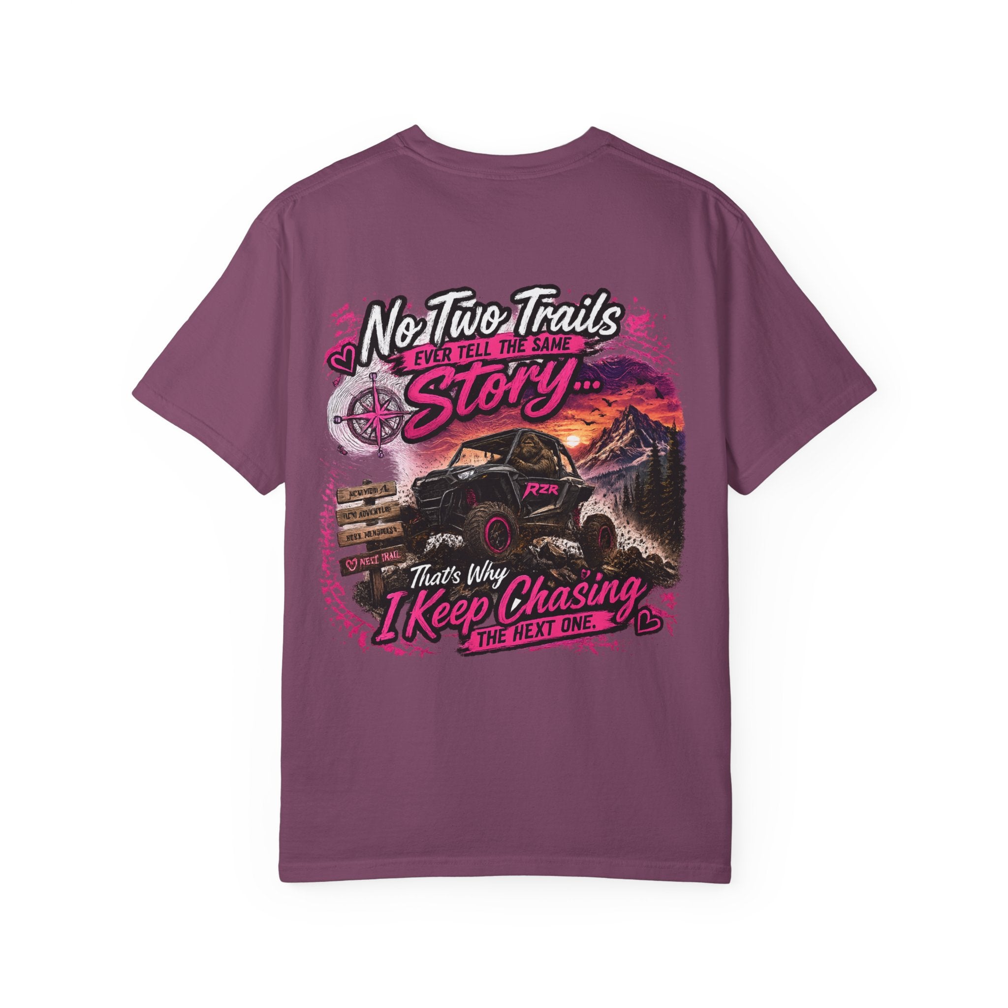 Off-Road Adventure T-Shirt — “No Two Trails Ever Tell the Same Story” Mountain Jeep Graphic