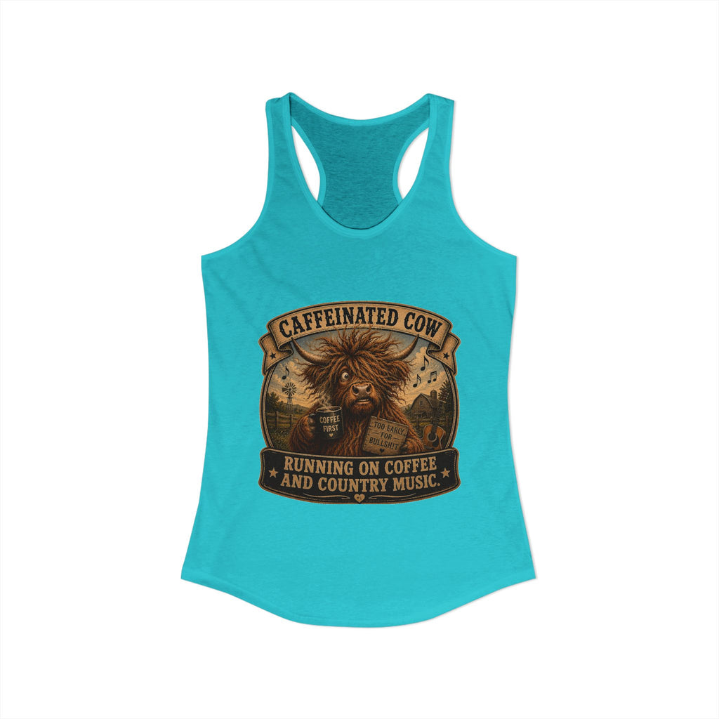 Caffeinated Cow Women's Ideal Racerback Tank
