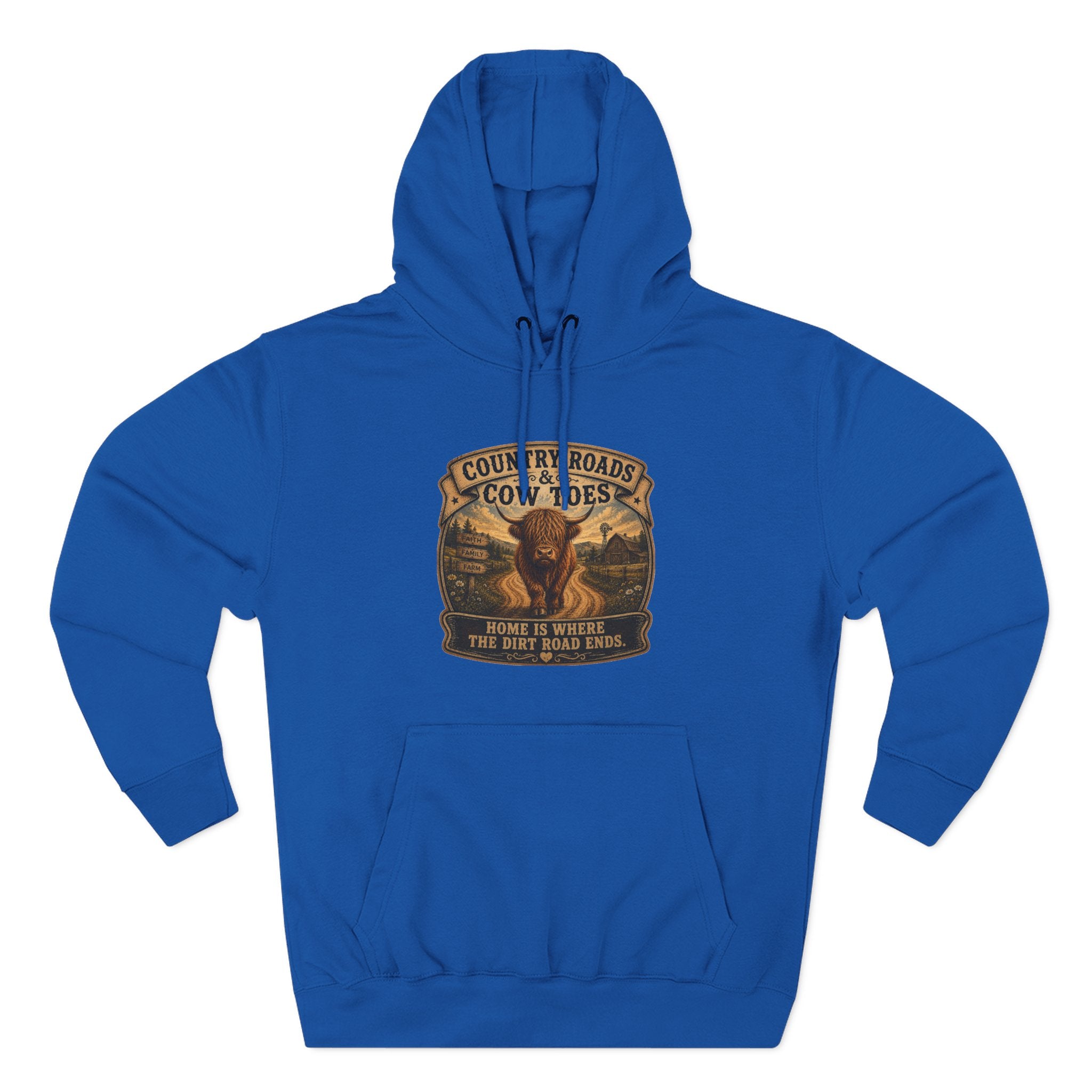 Country Roads Cow Toes three-Panel Fleece Hoodie