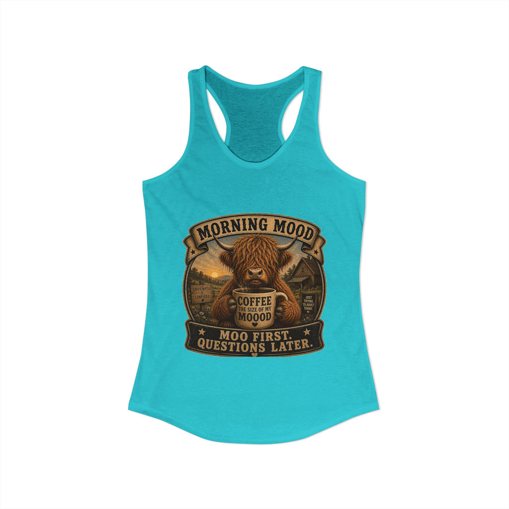 Morning Mood Highland Cow Women's Ideal Racerback Tank