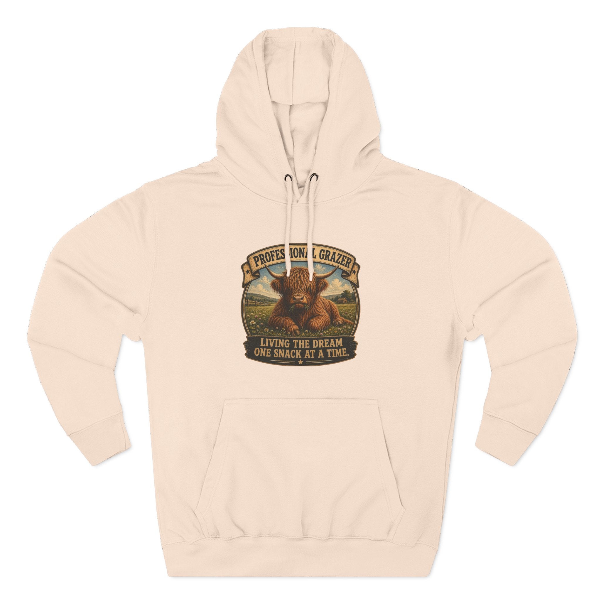 Professional Grazer Highland Cow Three-Panel Fleece Hoodie