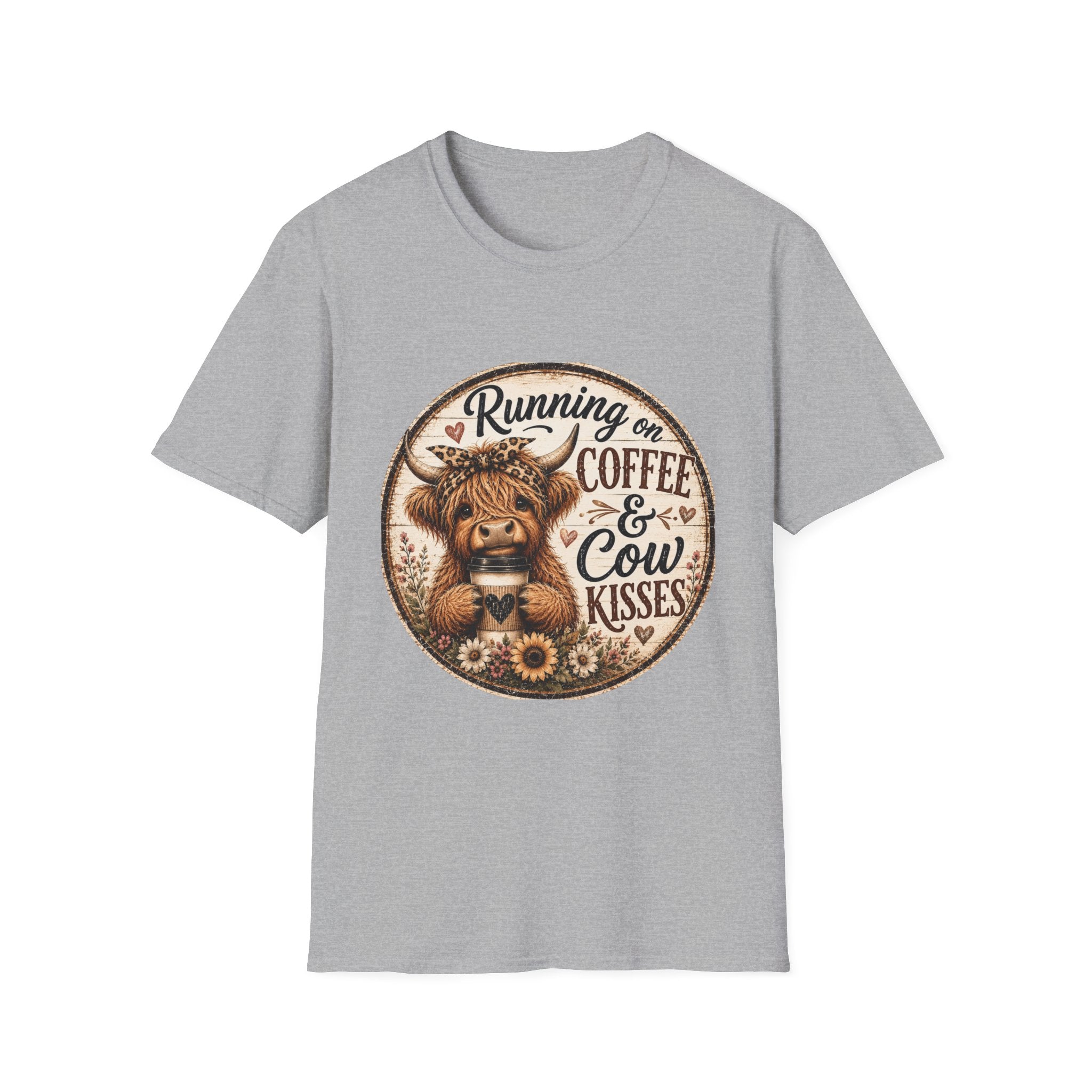 Running on Coffee & Cow Kisses - Unisex Softstyle T-Shirt