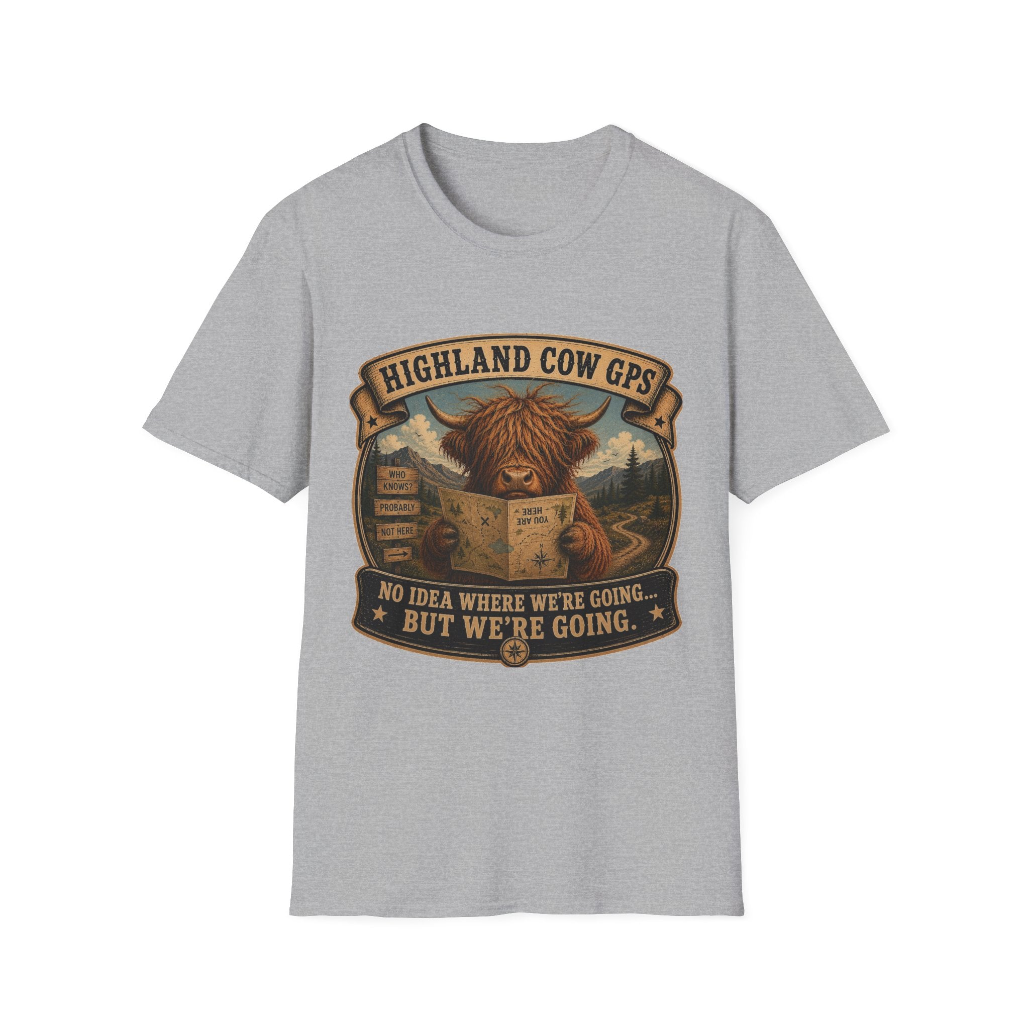 Highland Cow GPS Unisex Softstyle T-Shirt