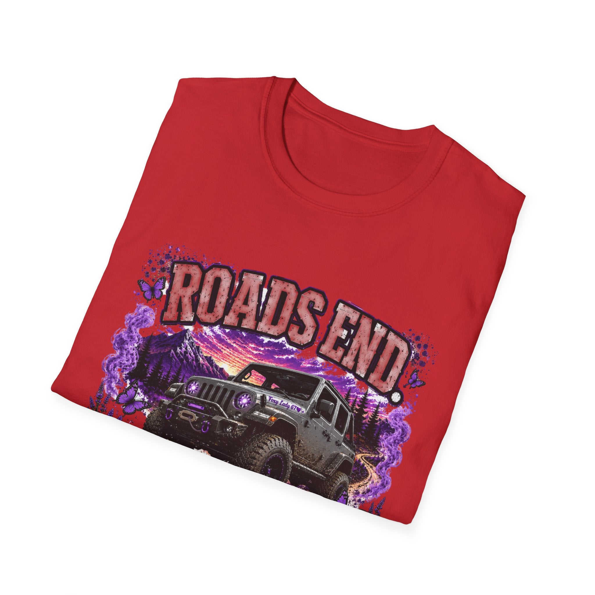 Roads End Jeep (Purple) Unisex Softstyle T-Shirt