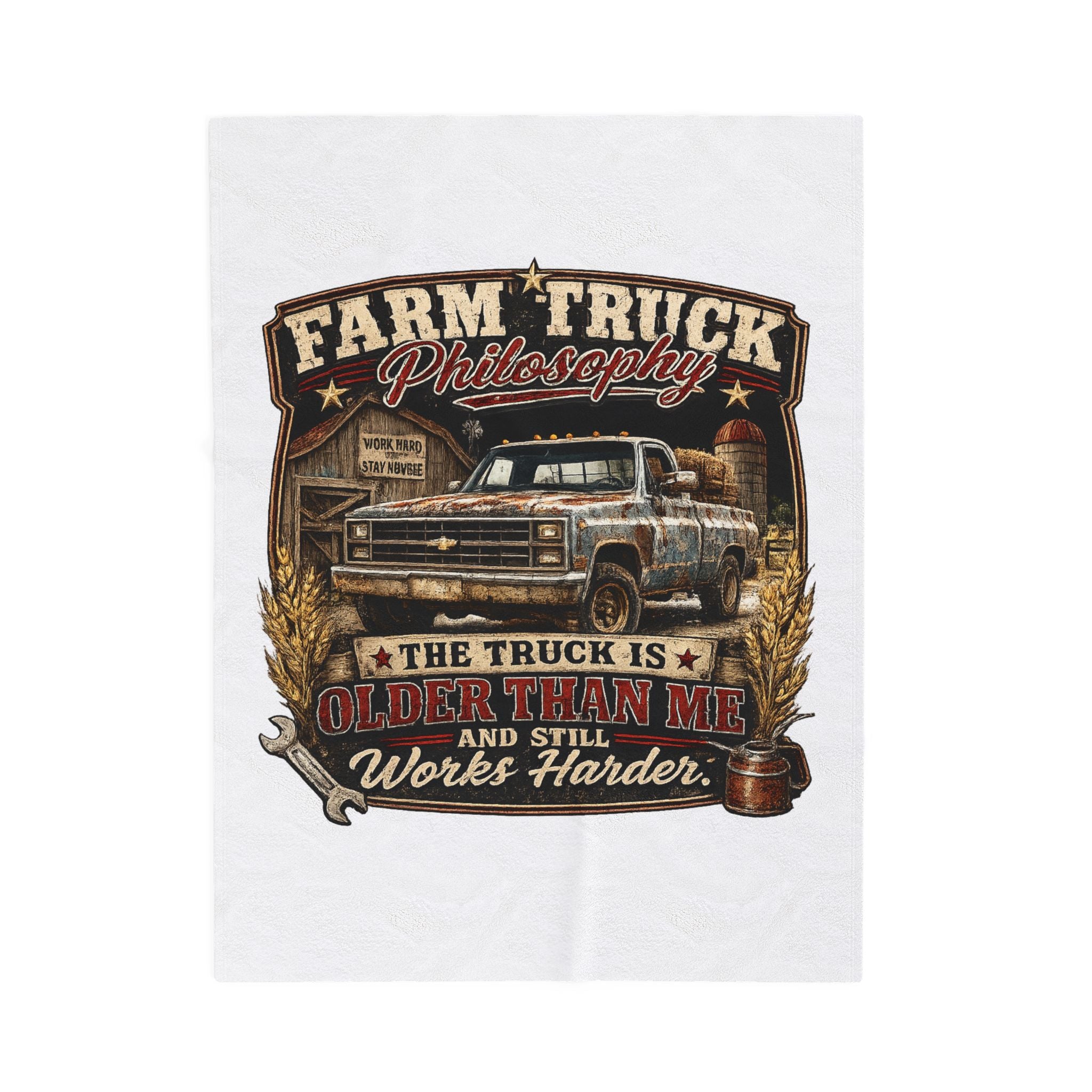 "The Truck Is Older Than Me and Still Works Harder" — Farm Truck Philosophy Velveteen Plush Blanket