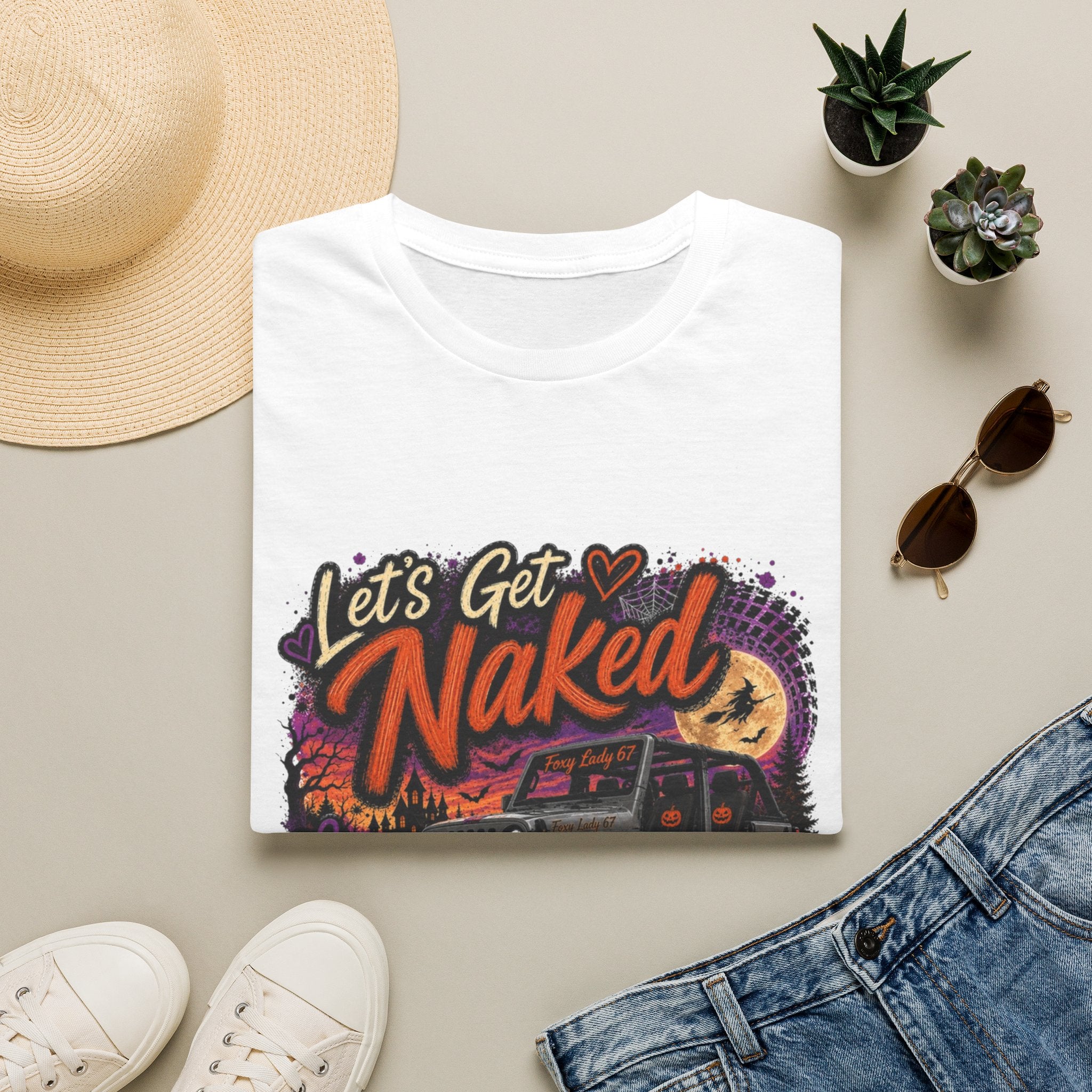 Let's Get Naked T-Shirt — Retro Halloween Camper Graphic Tee