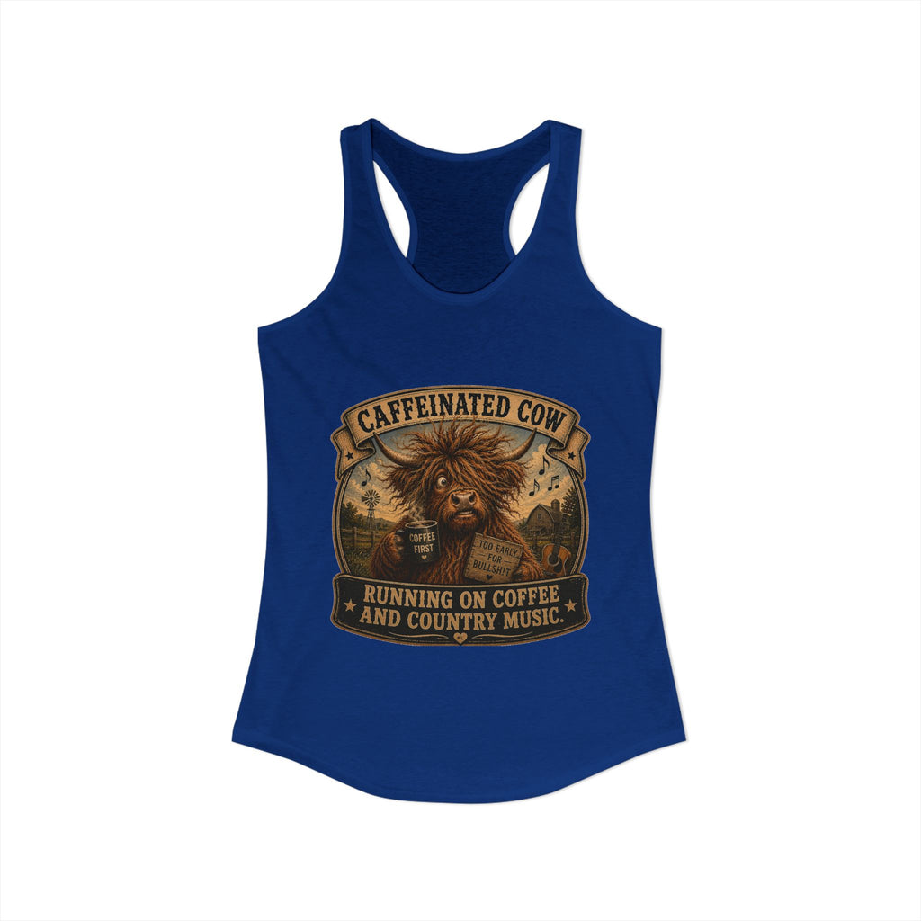 Caffeinated Cow Women's Ideal Racerback Tank