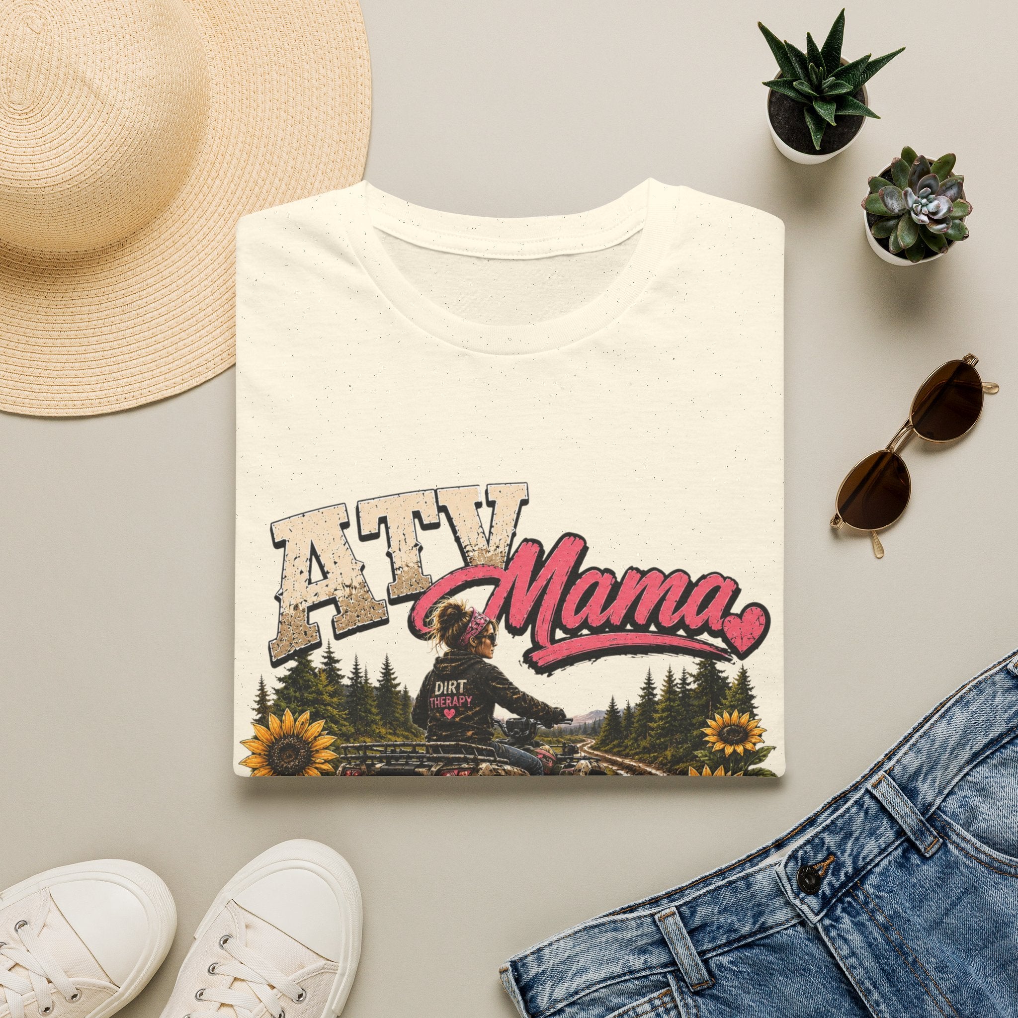 ATV Mama T-Shirt — Messy Hair, Muddy Boots Graphic Tee for Moms