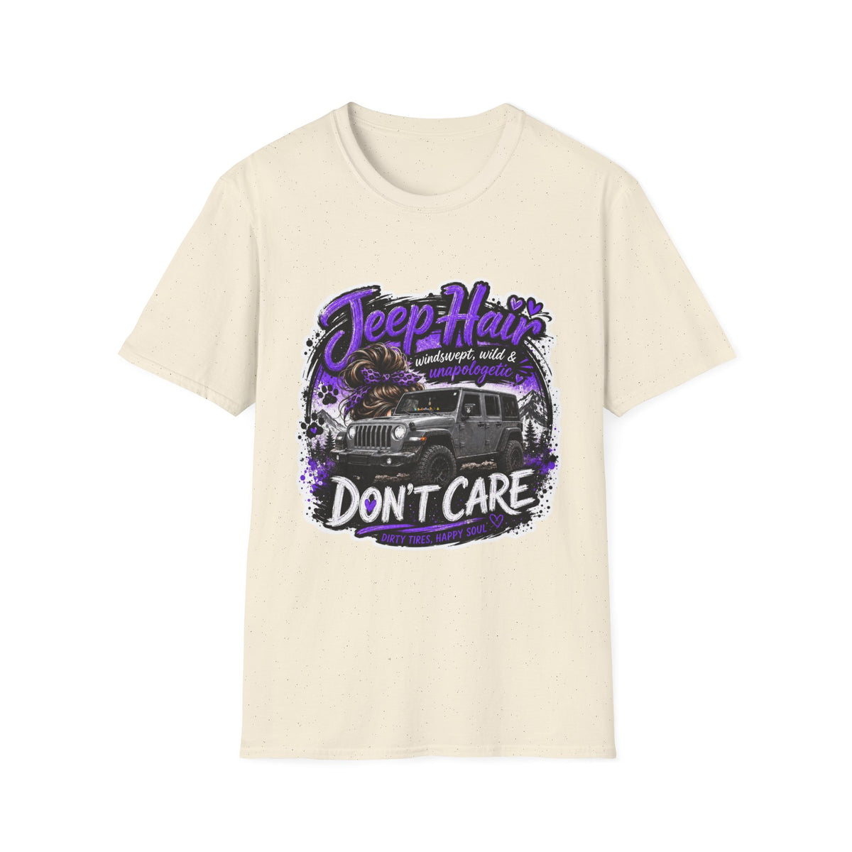 Jeep Hair Don't Care (Purple) Unisex Softstyle T-Shirt