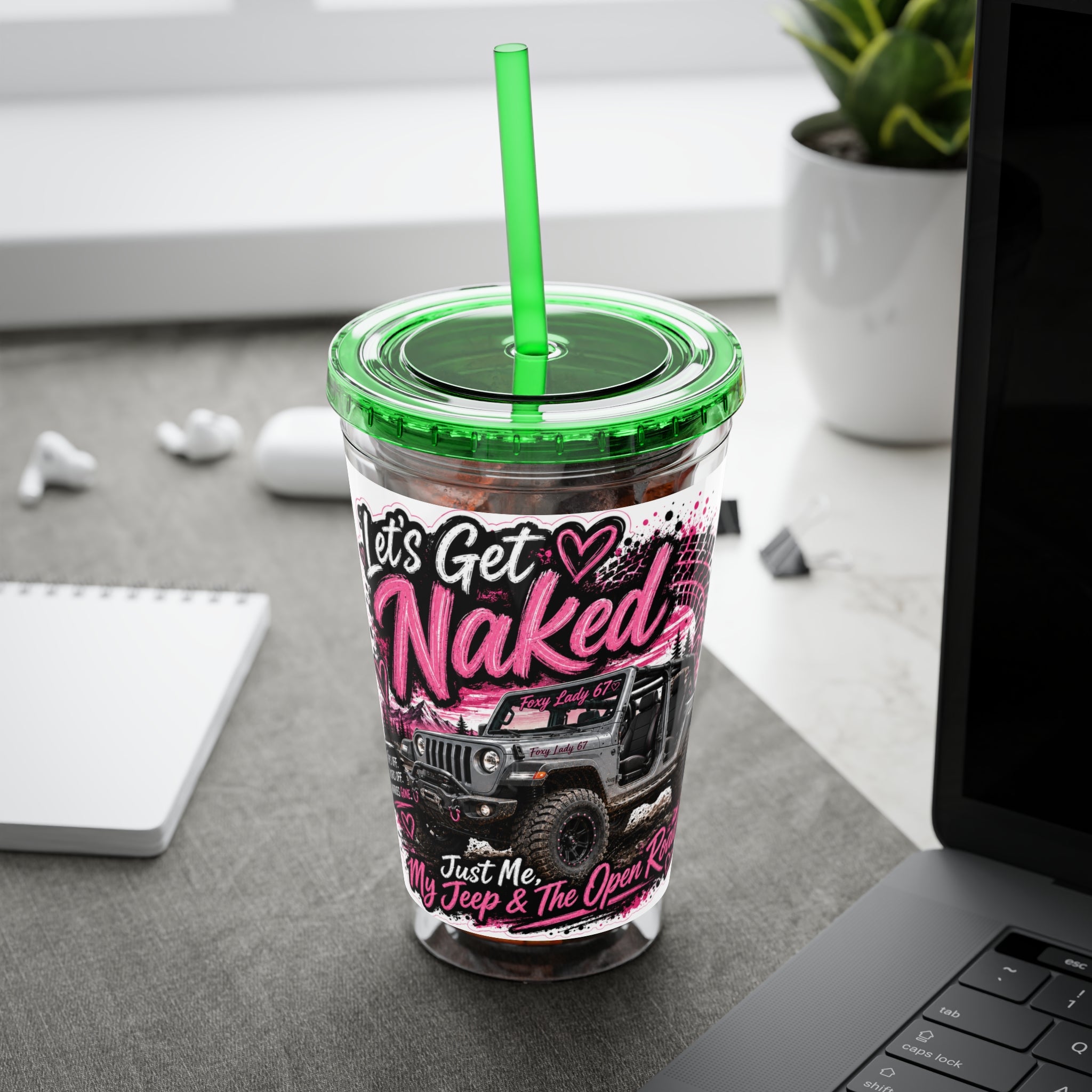 “Let’s Get Naked” Jeep Off‑Road — Straw Cup 16oz Tumbler