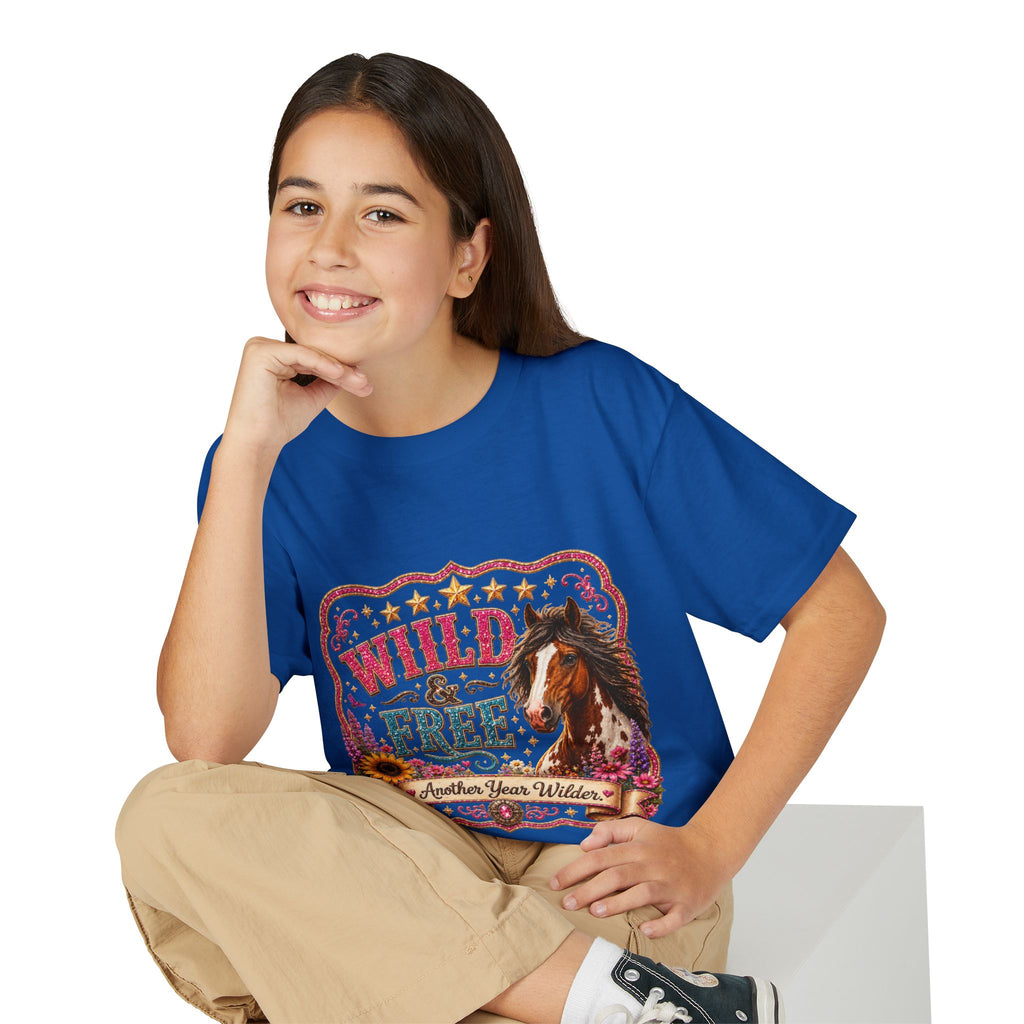 "Another Year Wilder" Horse Graphic — Wild & Free Youth T‑Shirt