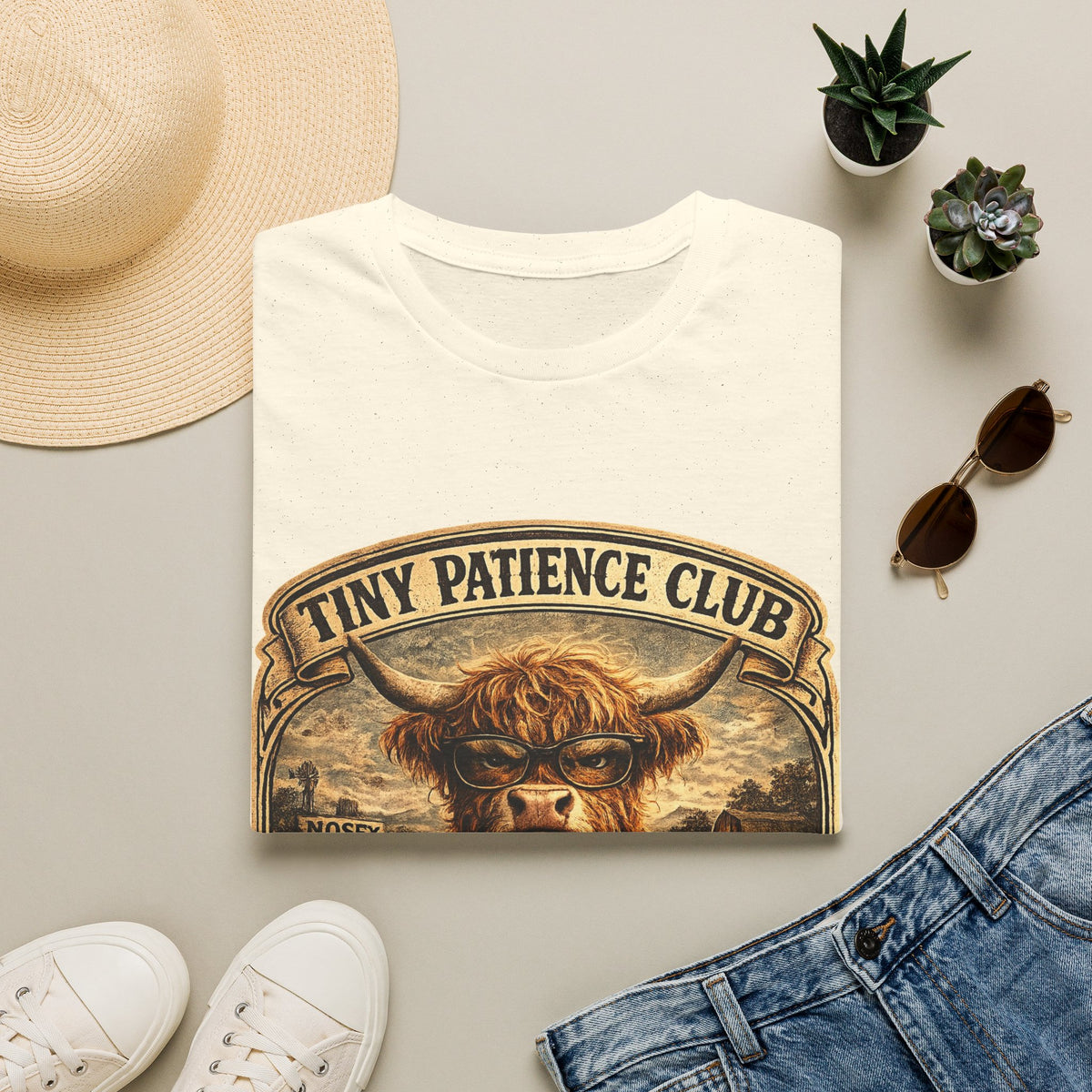 Tiny Patience Club Highland Cow Unisex Softstyle T-Shirt