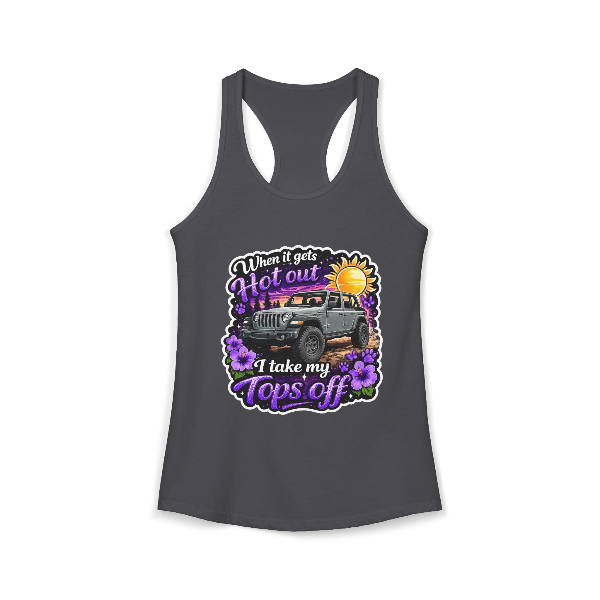 When It Gets Hot I Take My Tops Off (Purple) Women's Ideal Racerback Tank