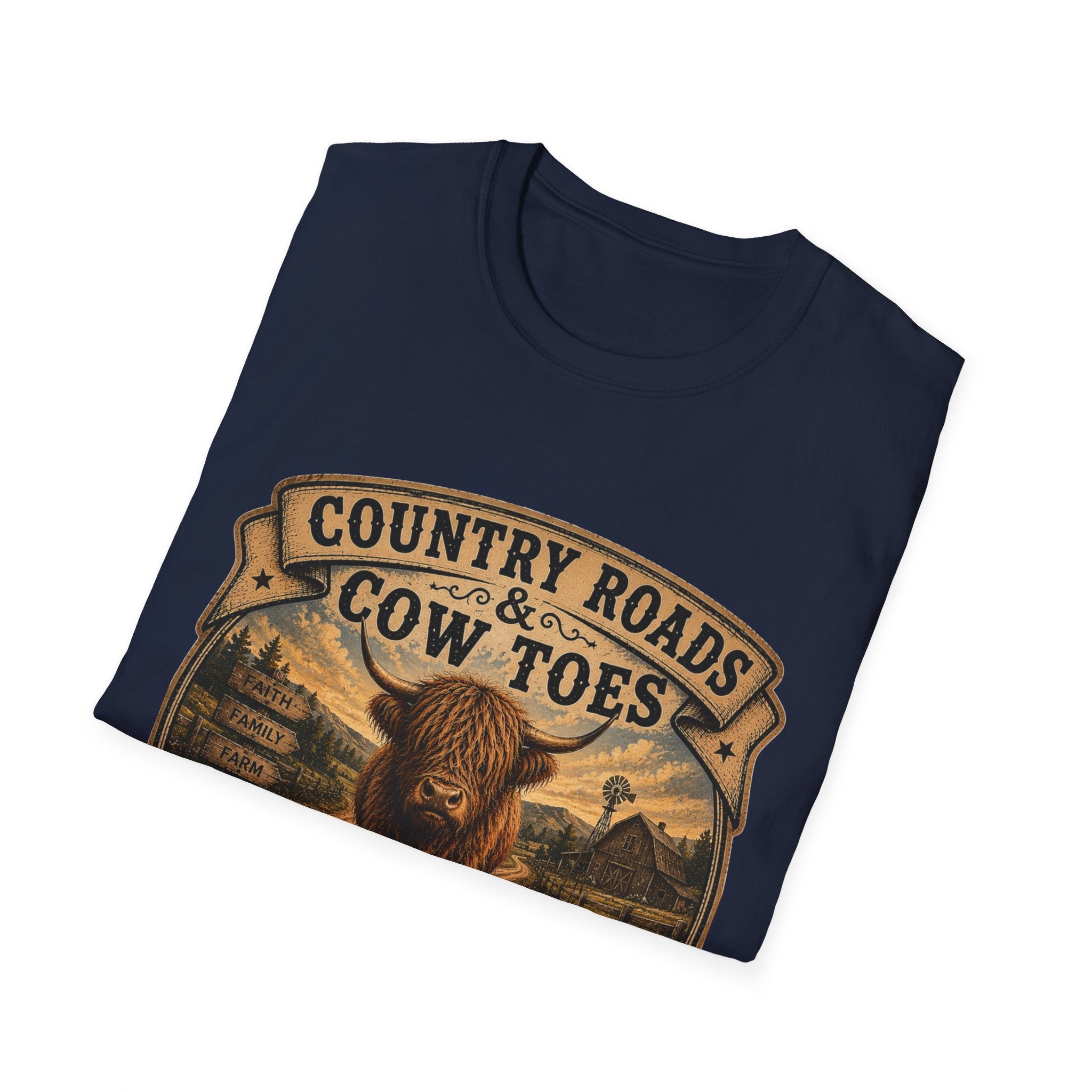 Country Roads Cow Toes Unisex Softstyle T-Shirt
