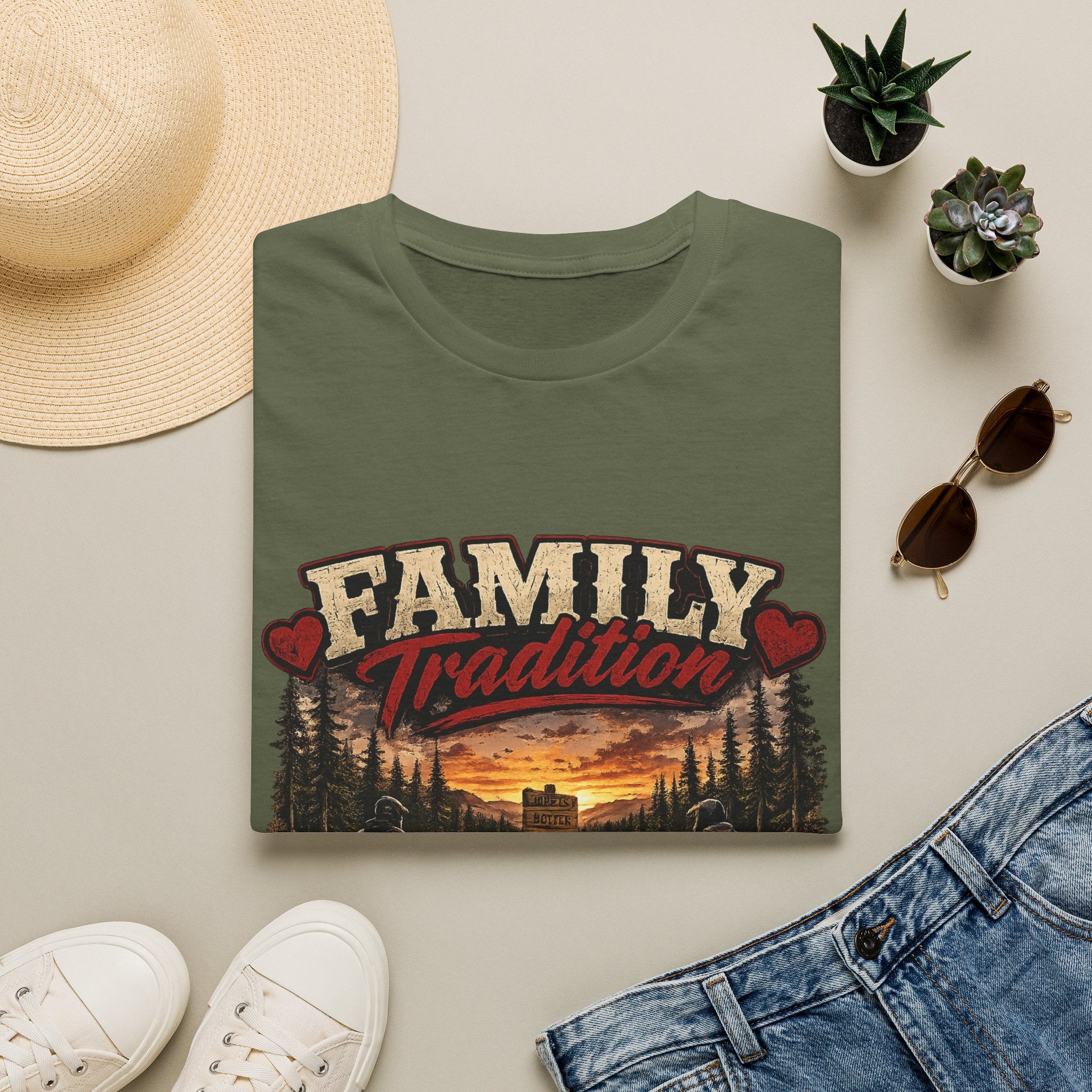 Family Tradition T-Shirt — 'Some Families We Gather Around A Table, We Gather Around A Trailhead' Outdoor Camping Tee