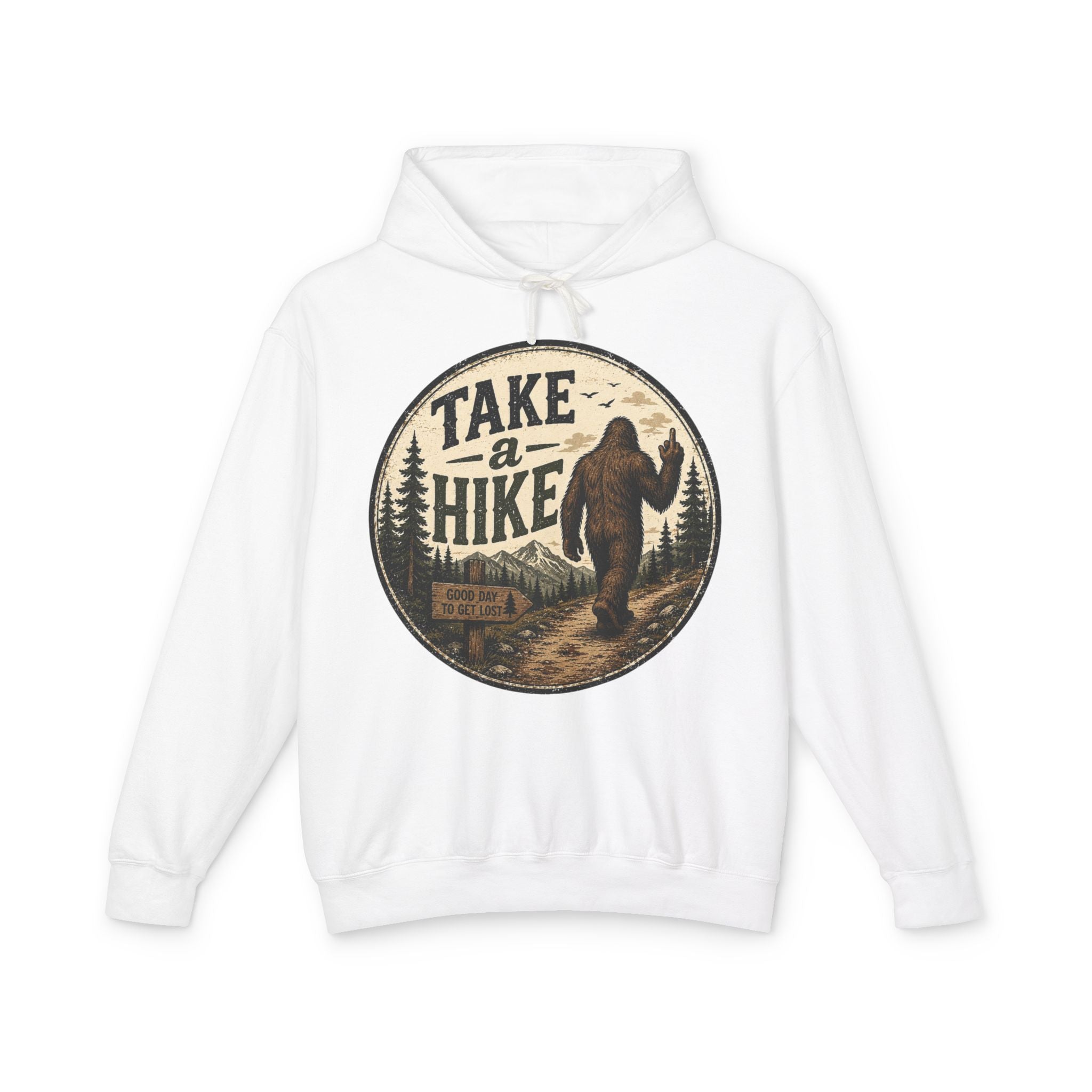 Take a Hike Hoodie — Vintage Bigfoot Nature Graphic Hooded Sweatshirt