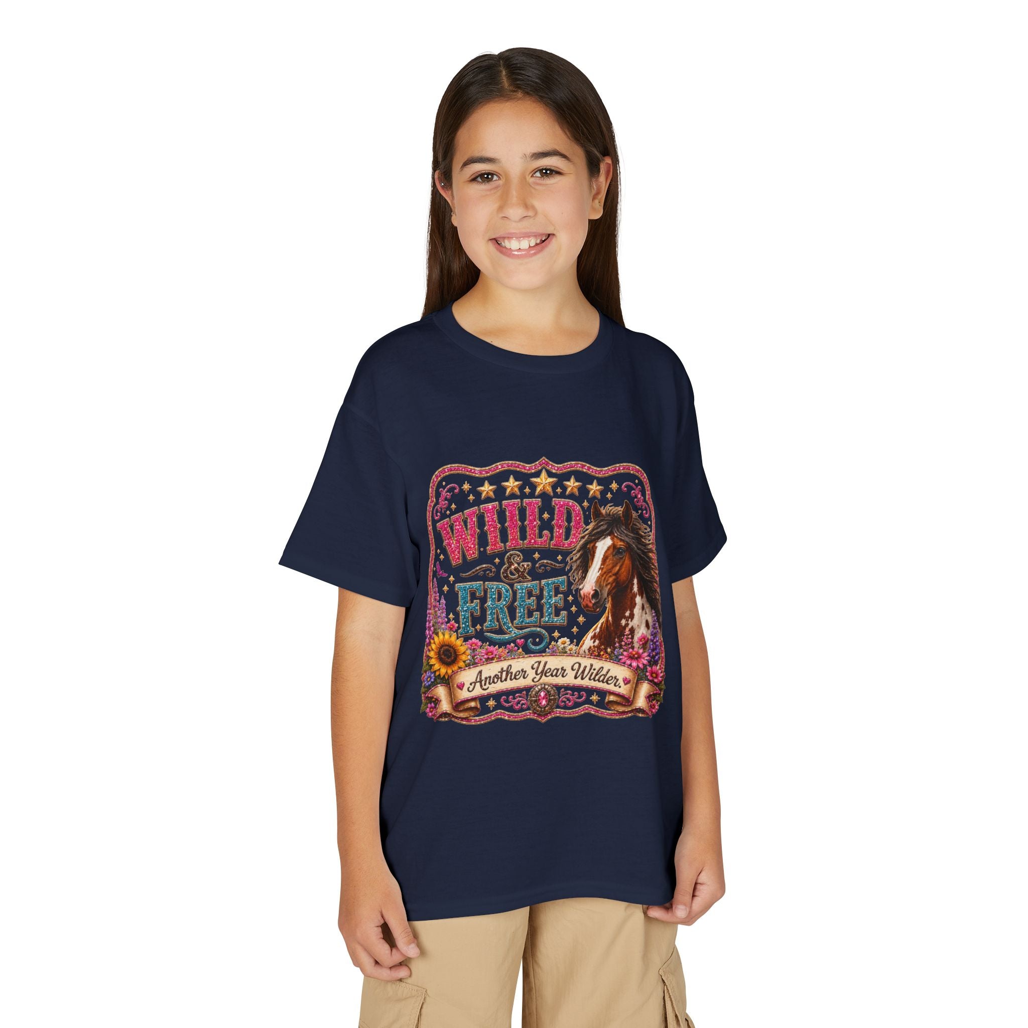 "Another Year Wilder" Horse Graphic — Wild & Free Youth T‑Shirt
