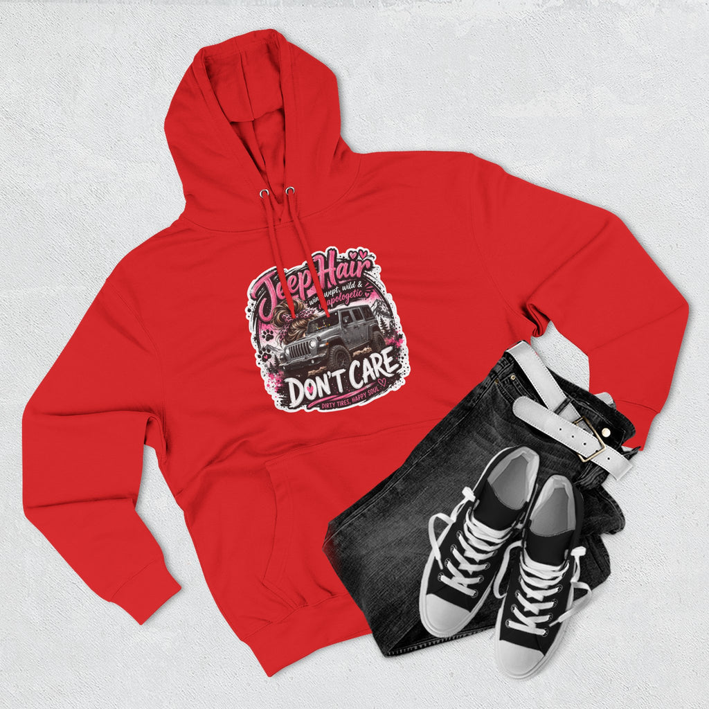 Jeep Hair Don't Care (Pink) Three-Panel Fleece Hoodie