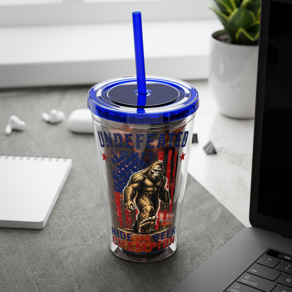 Undefeated Hide & Seek Champion 4th of July Sunsplash Tumbler with Straw, 16oz