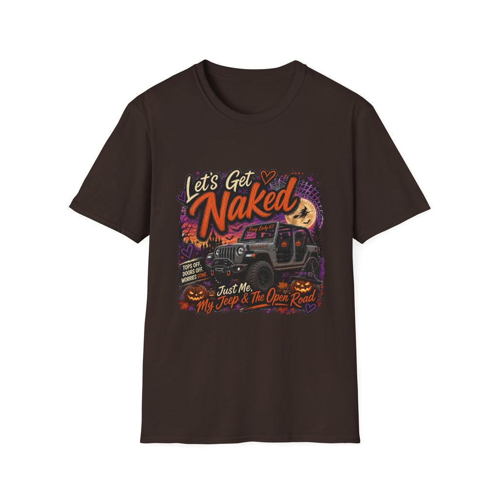 Let's Get Naked T-Shirt — Retro Halloween Camper Graphic Tee