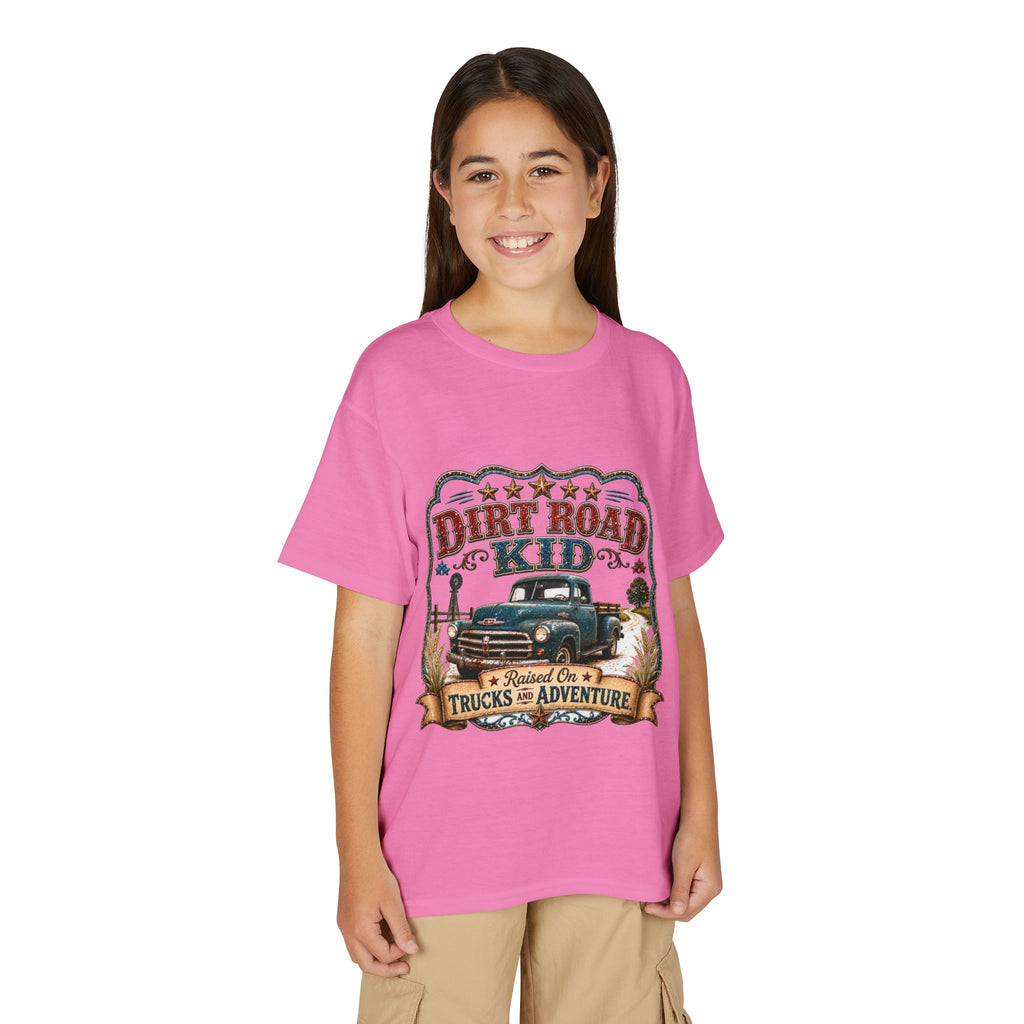 Vintage Truck 'Raised on Trucks & Adventure' Graphic Tee - Youth Dirt Road Kid T-Shirt
