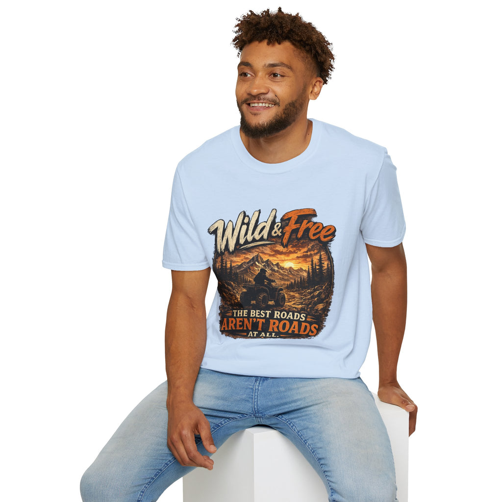 Wild & Free Mountain T-Shirt — 'The Best Roads Aren't Roads At All' Adventure Tee