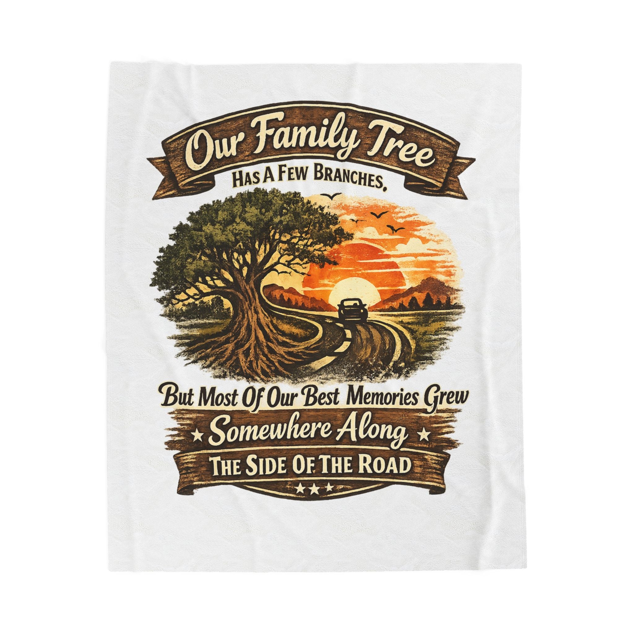 "Our Family Tree Has A Few Branches" Cozy Throw — Family Road Trip Velveteen Blanket