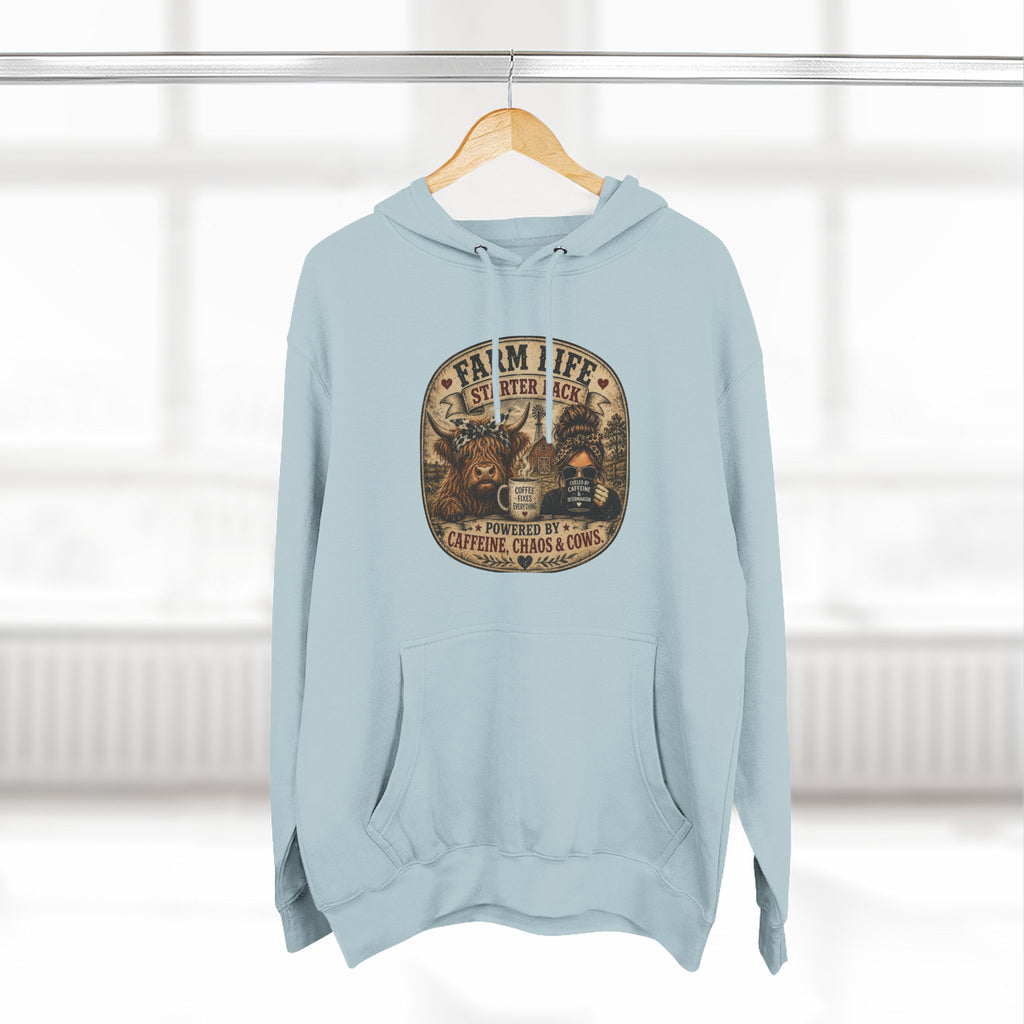 Farm Life Highland Cow Three-Panel Fleece Hoodie