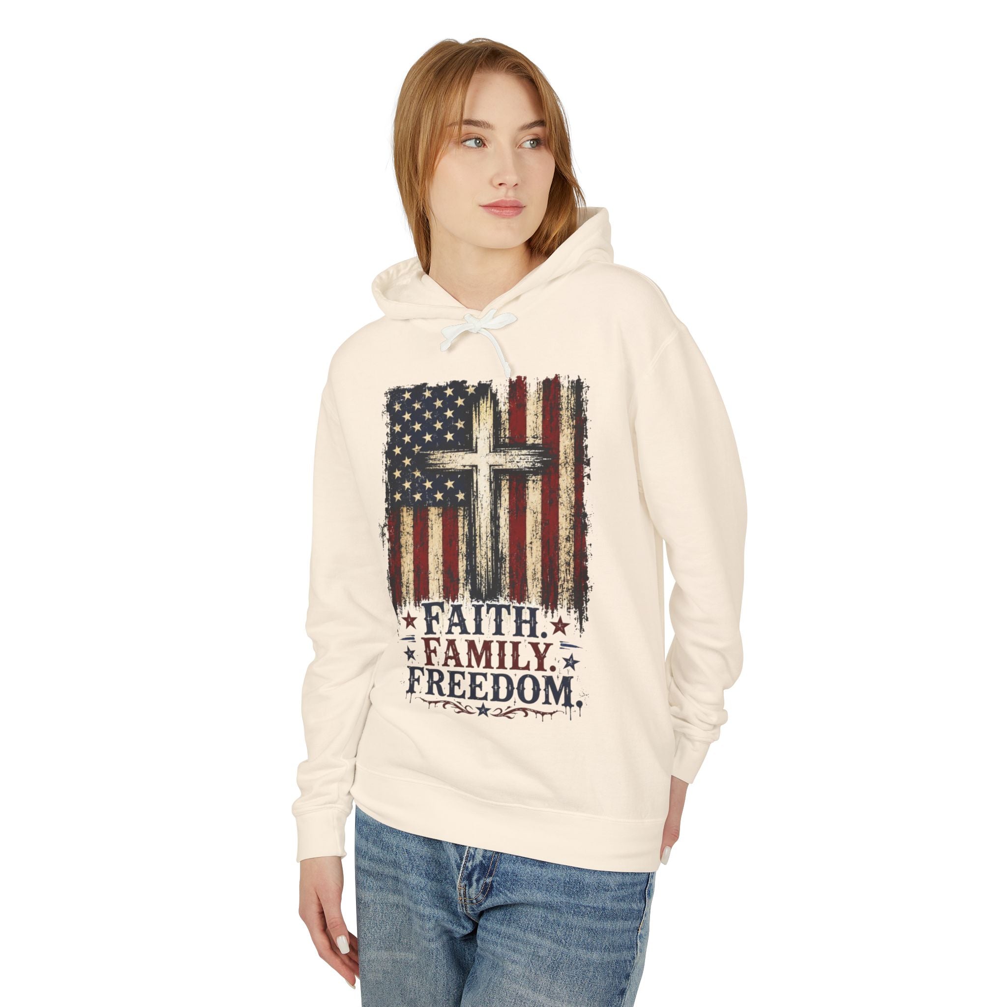 4th of July Lightweight Hooded Sweatshirt — Patriotic Independence Day Pullover