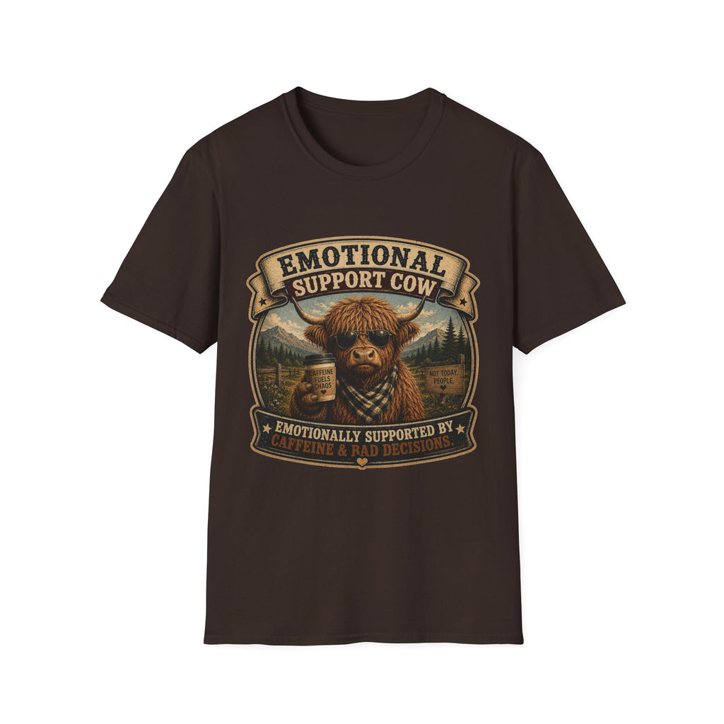 Emotional Support Cow - Highland Cow Unisex Softstyle T-Shirt