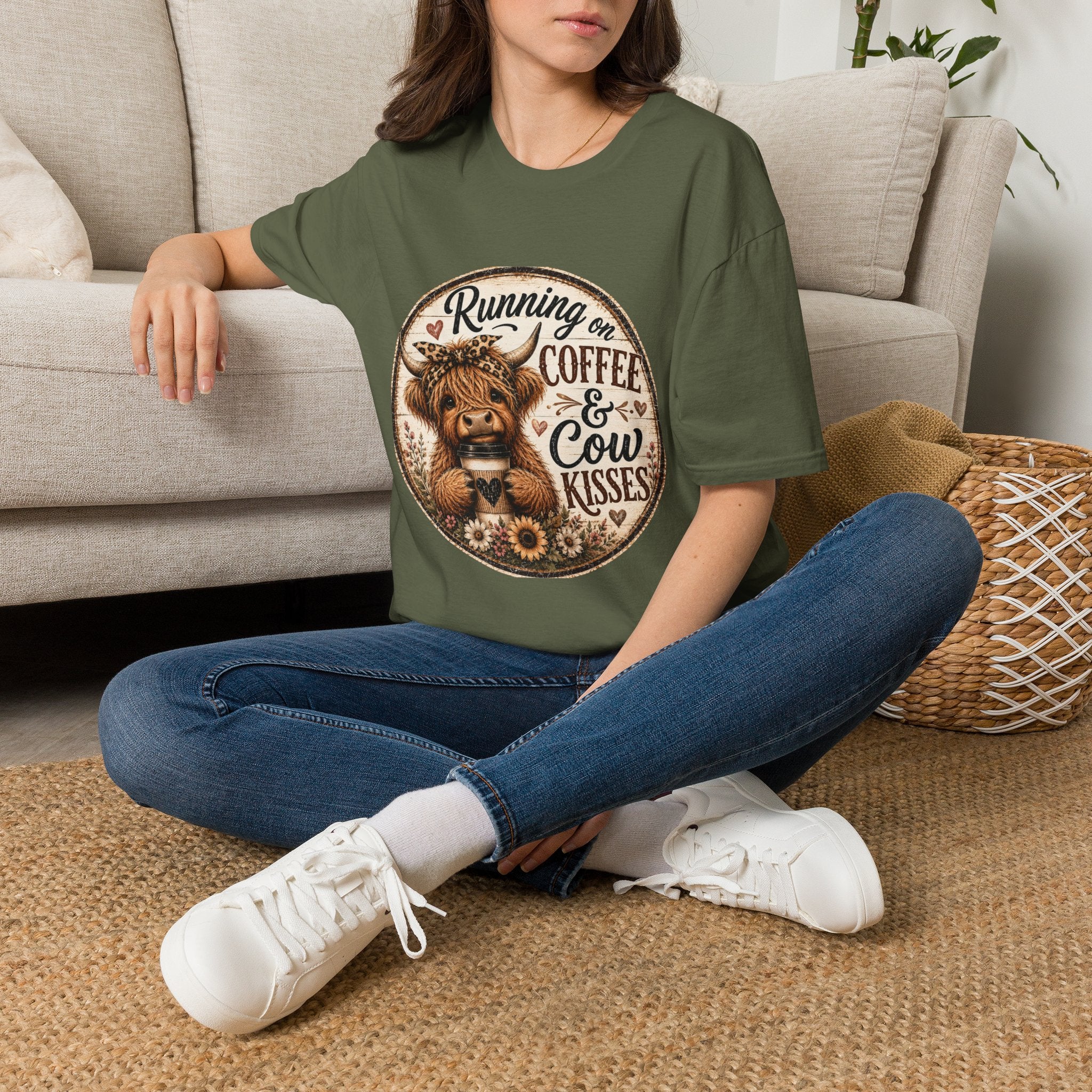 Running on Coffee & Cow Kisses - Unisex Softstyle T-Shirt