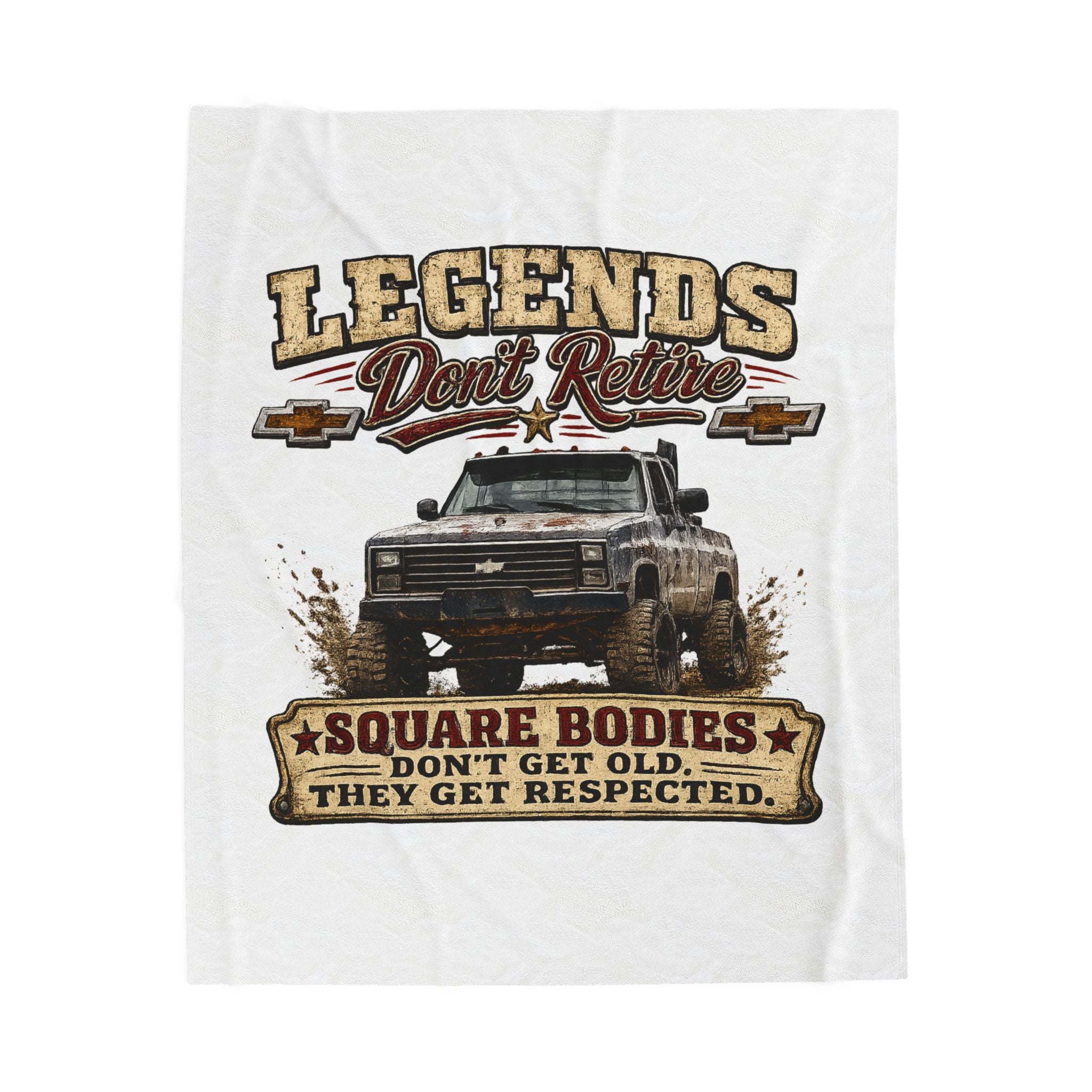 "Legends Don't Retire" Square Body Chevy Truck Throw - Velveteen Blanket