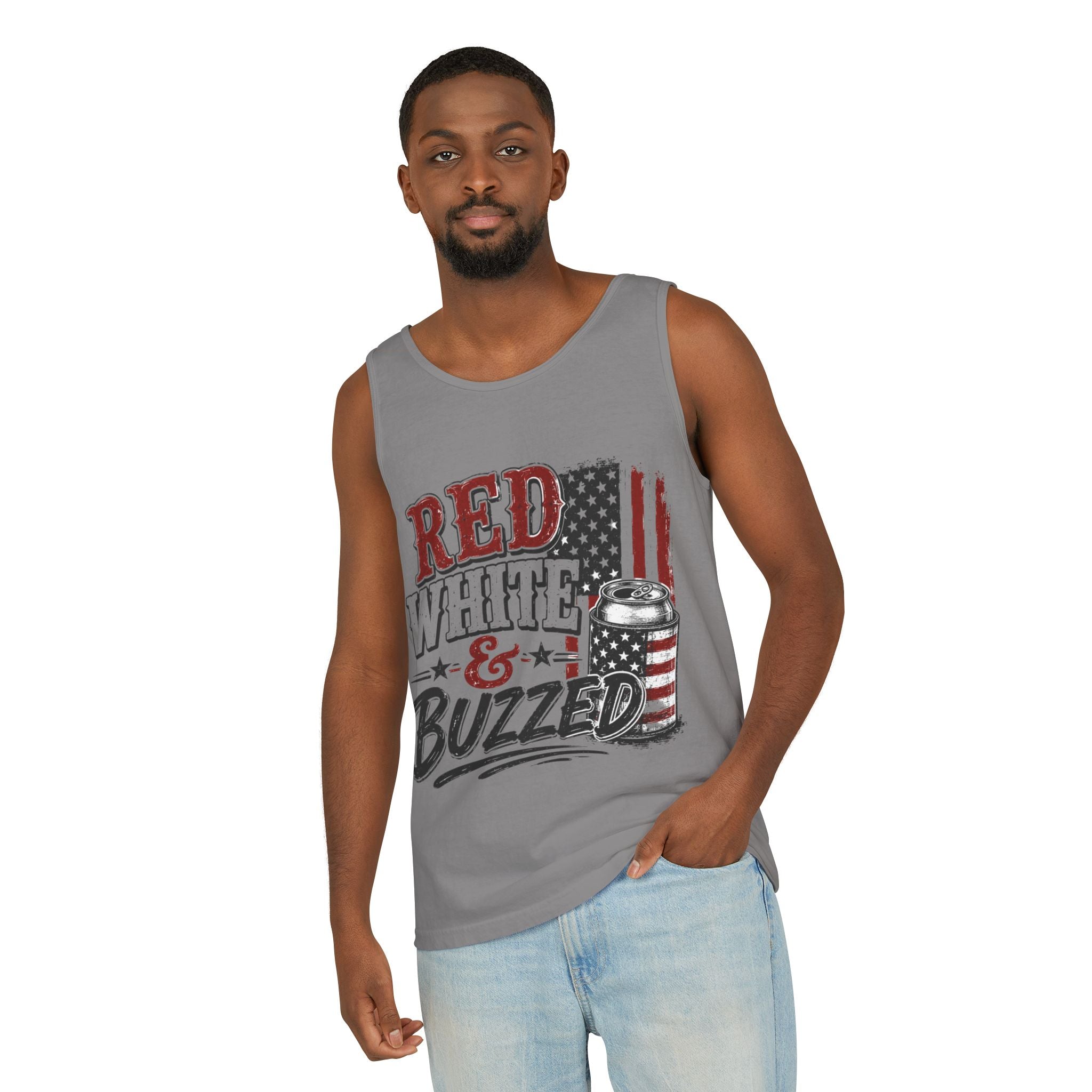 Red White & Buzzed Tank Top — Patriotic 4th of July Party Tank