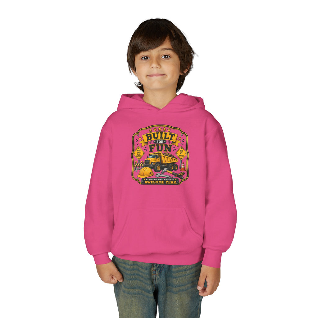 "Built for Fun" Construction Truck Pullover - Youth Hoodie