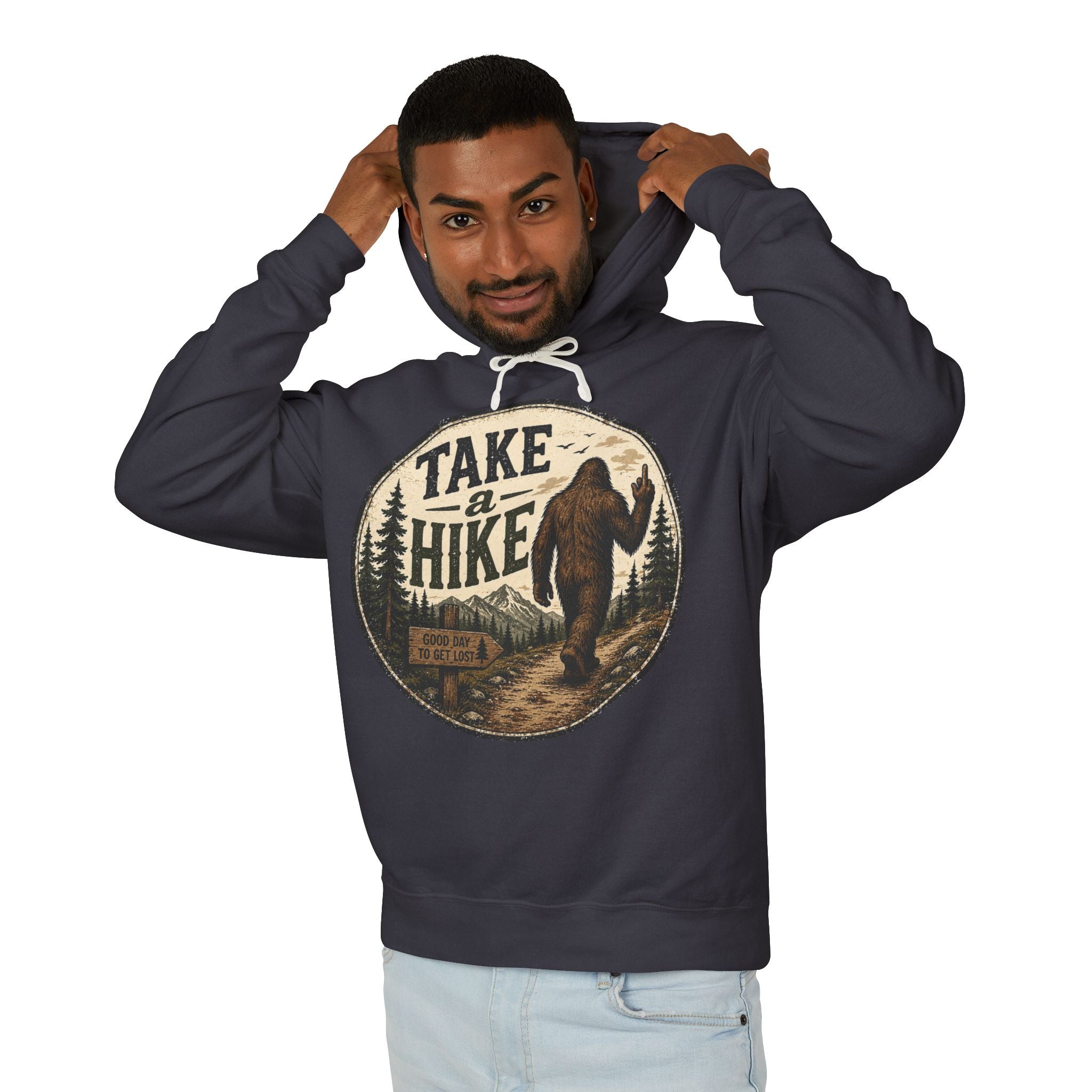 Take a Hike Hoodie — Vintage Bigfoot Nature Graphic Hooded Sweatshirt