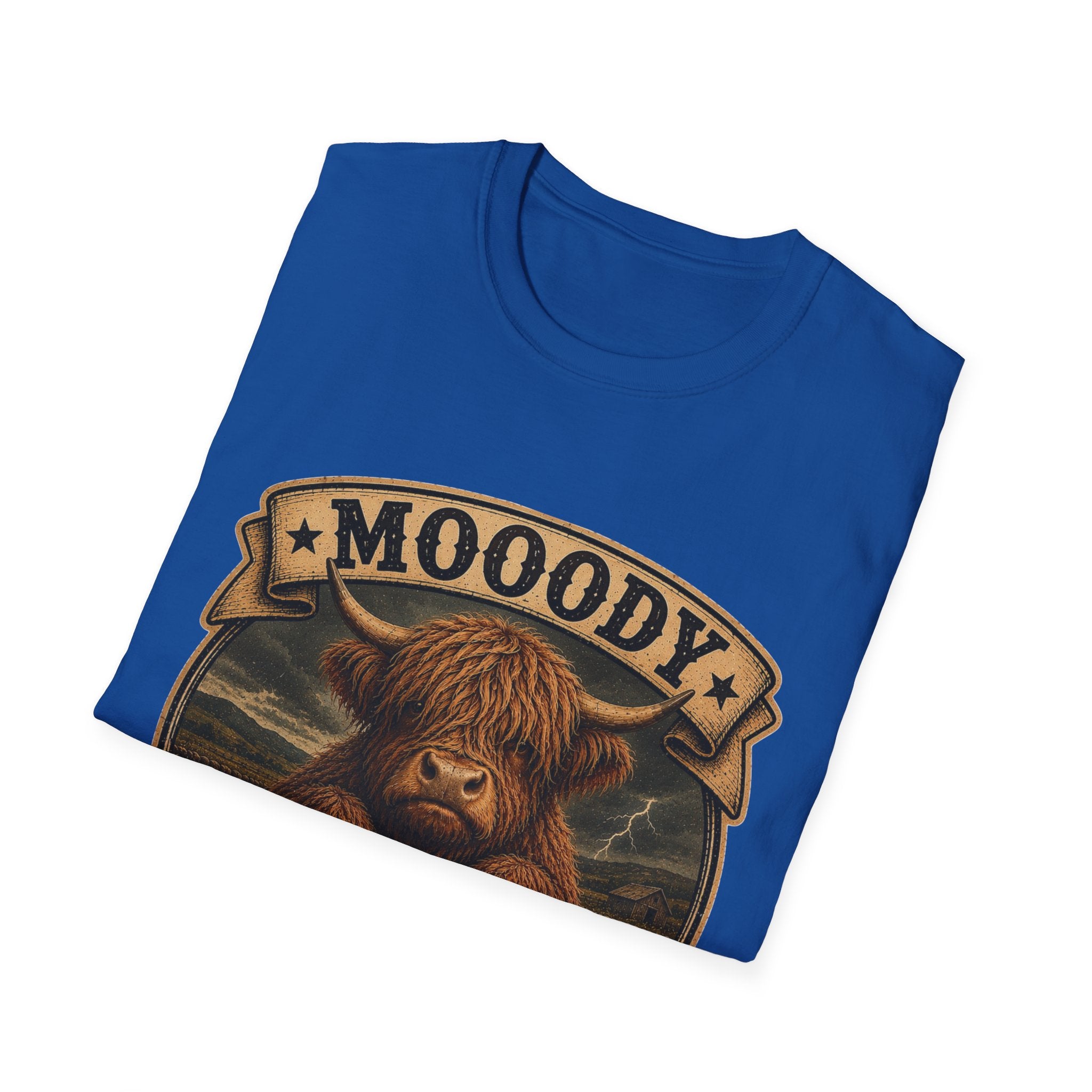 Moody Today's Forecast Highland Cow Unisex Softstyle T-Shirt