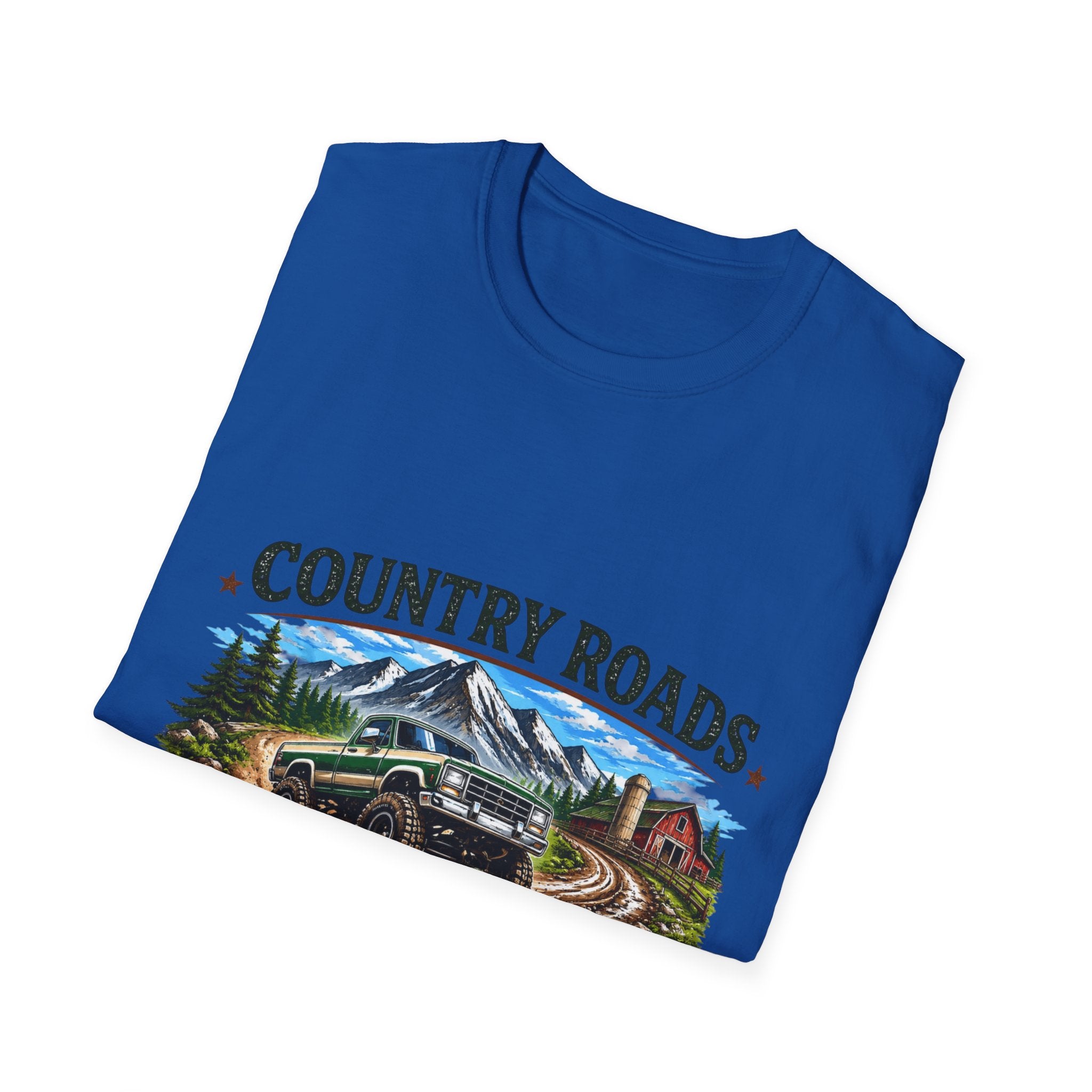 Country Roads T-Shirt — "Country Roads Built My Personality" Vintage Mountain Truck Tee