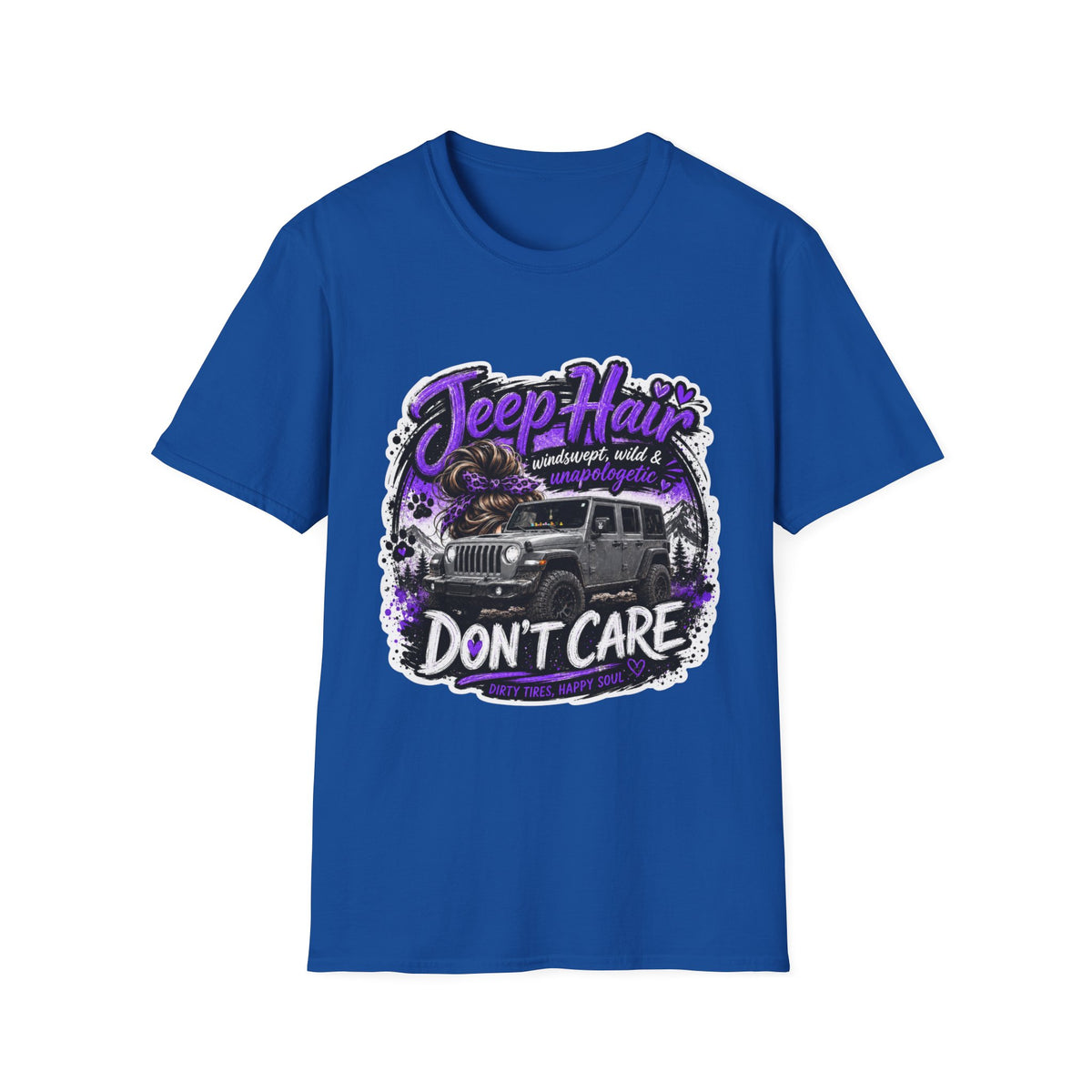 Jeep Hair Don't Care (Purple) Unisex Softstyle T-Shirt