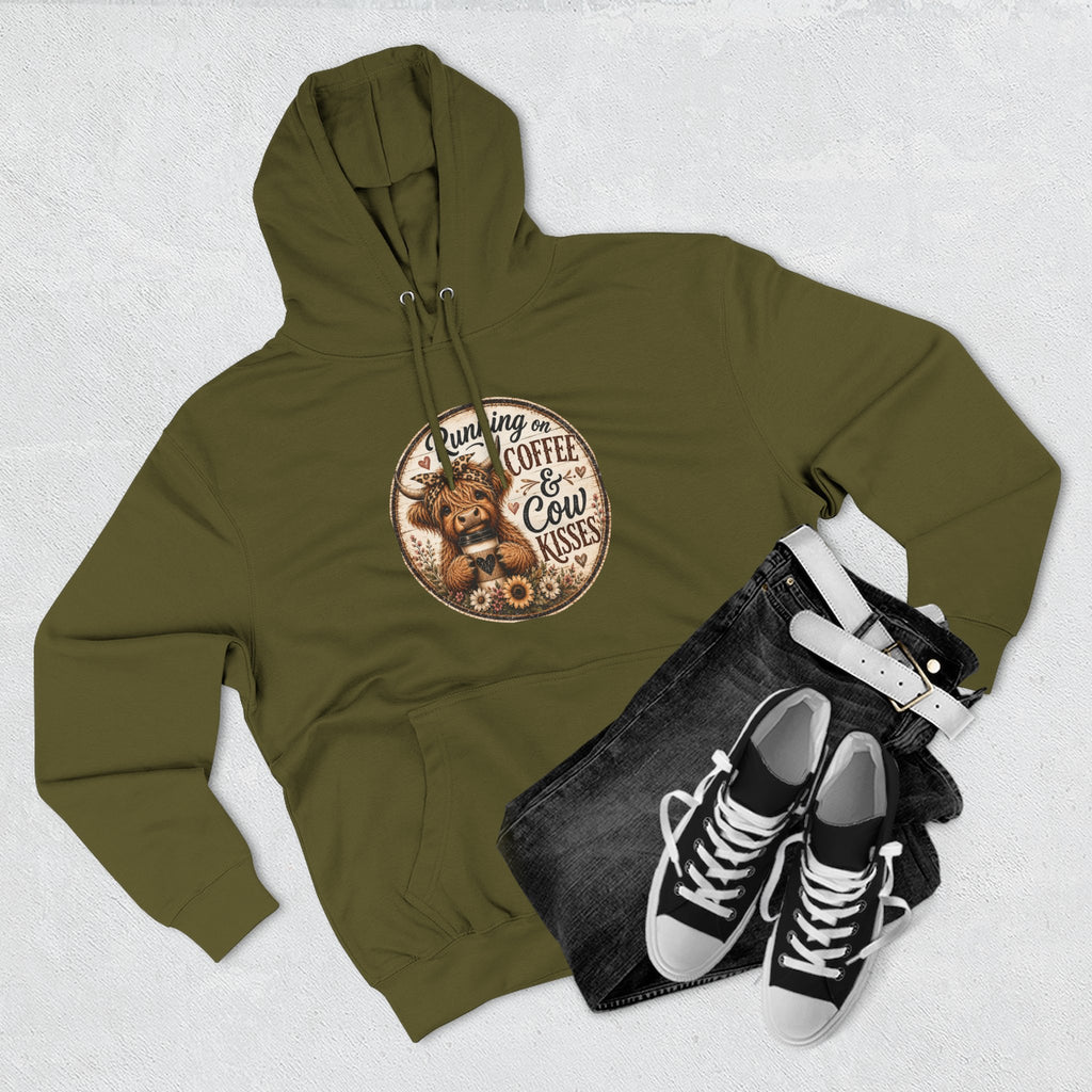Running on Coffee & Cow Kisses Three-Panel Fleece Hoodie