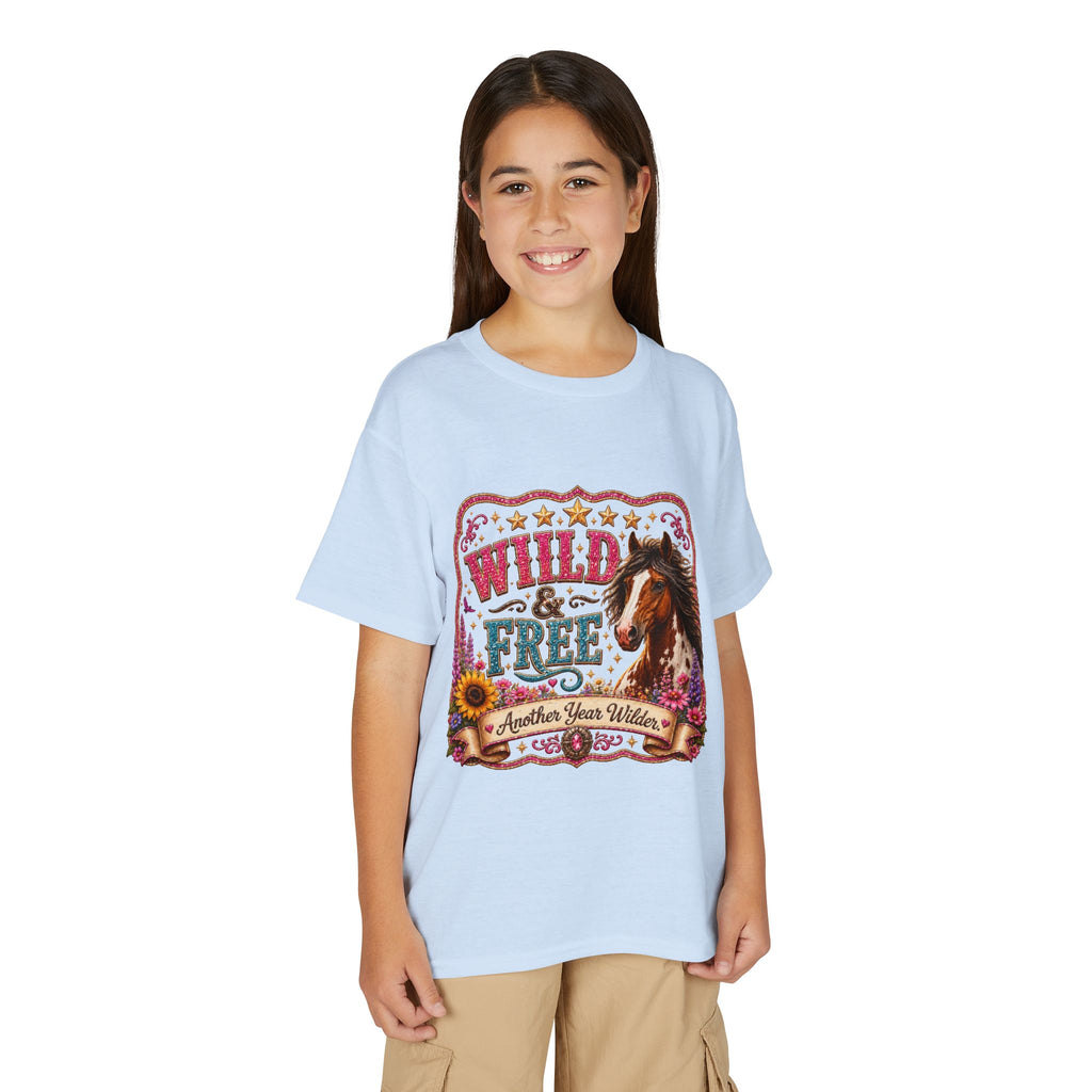 "Another Year Wilder" Horse Graphic — Wild & Free Youth T‑Shirt