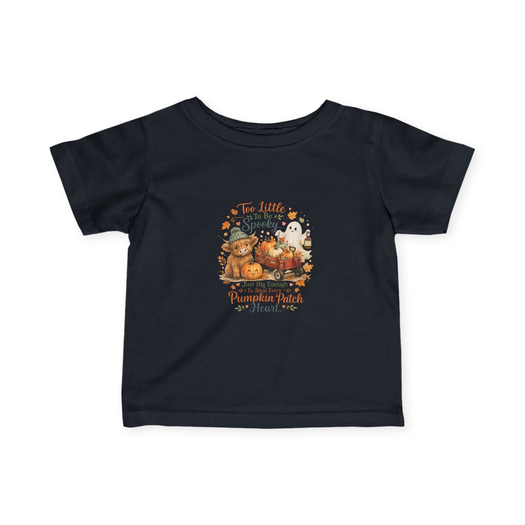 "Too Little to Be Spooky, Big Enough for Pumpkin Patch Kisses" Fall Baby Shirt — Infant Tee