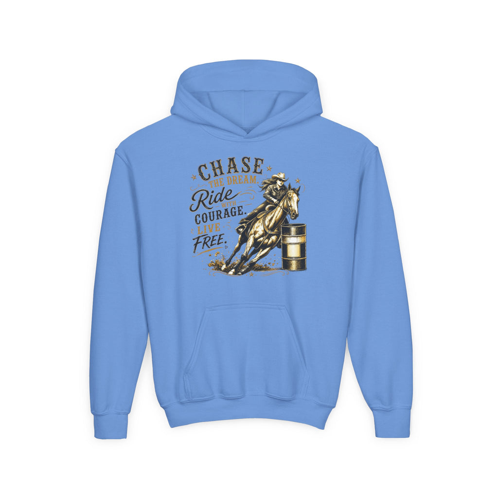 Chase the Dream Ride with Courage Youth Heavy Blend Hooded Sweatshirt