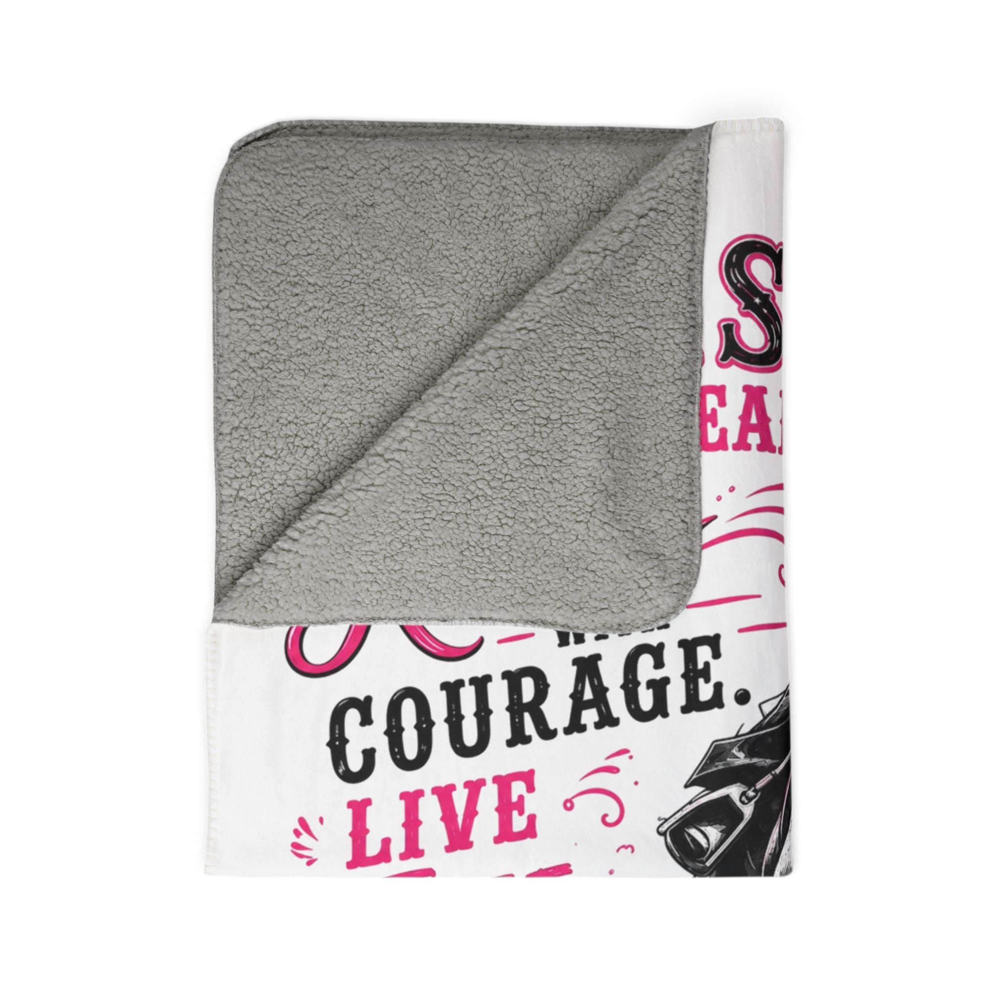 Chase Your Dream Horse Pink Fleece Sherpa Blanket