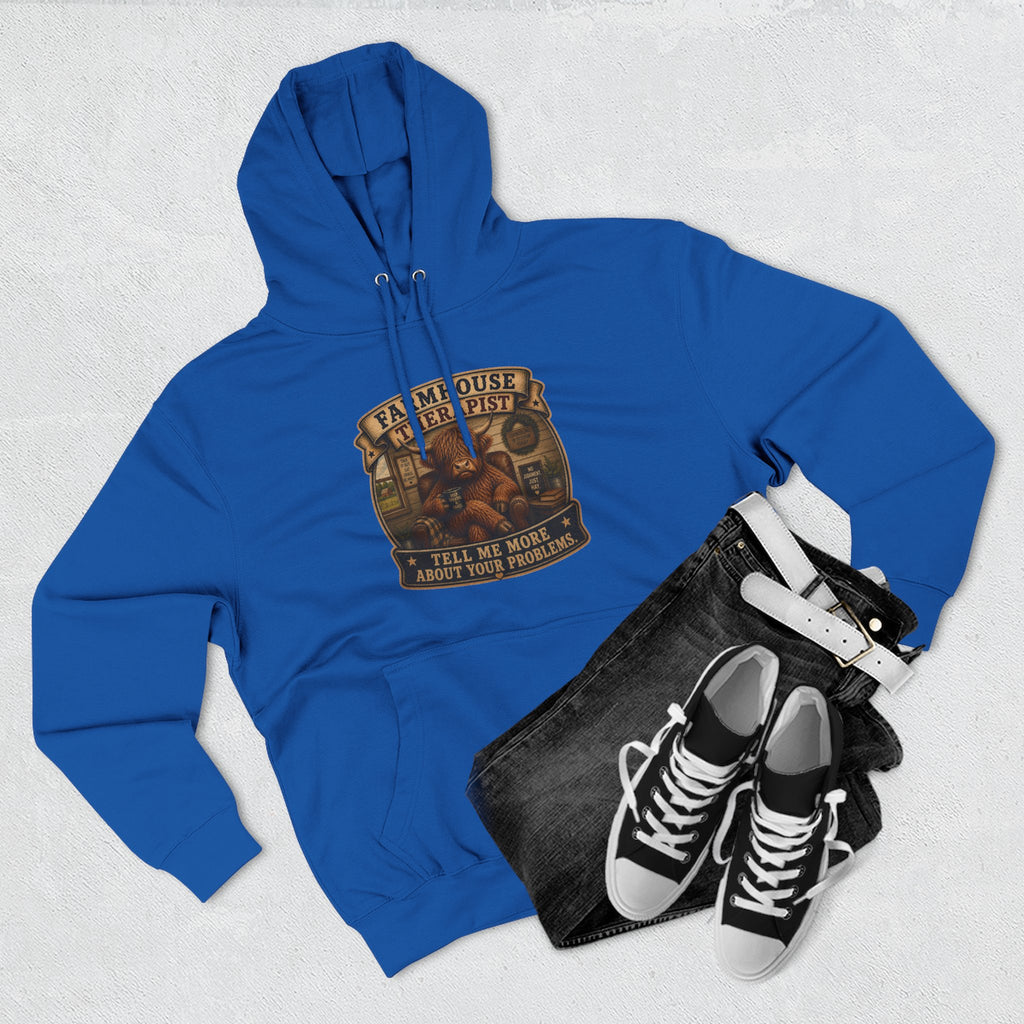 Farmhouse Therapist Highland Cow Three-Panel Fleece Hoodie