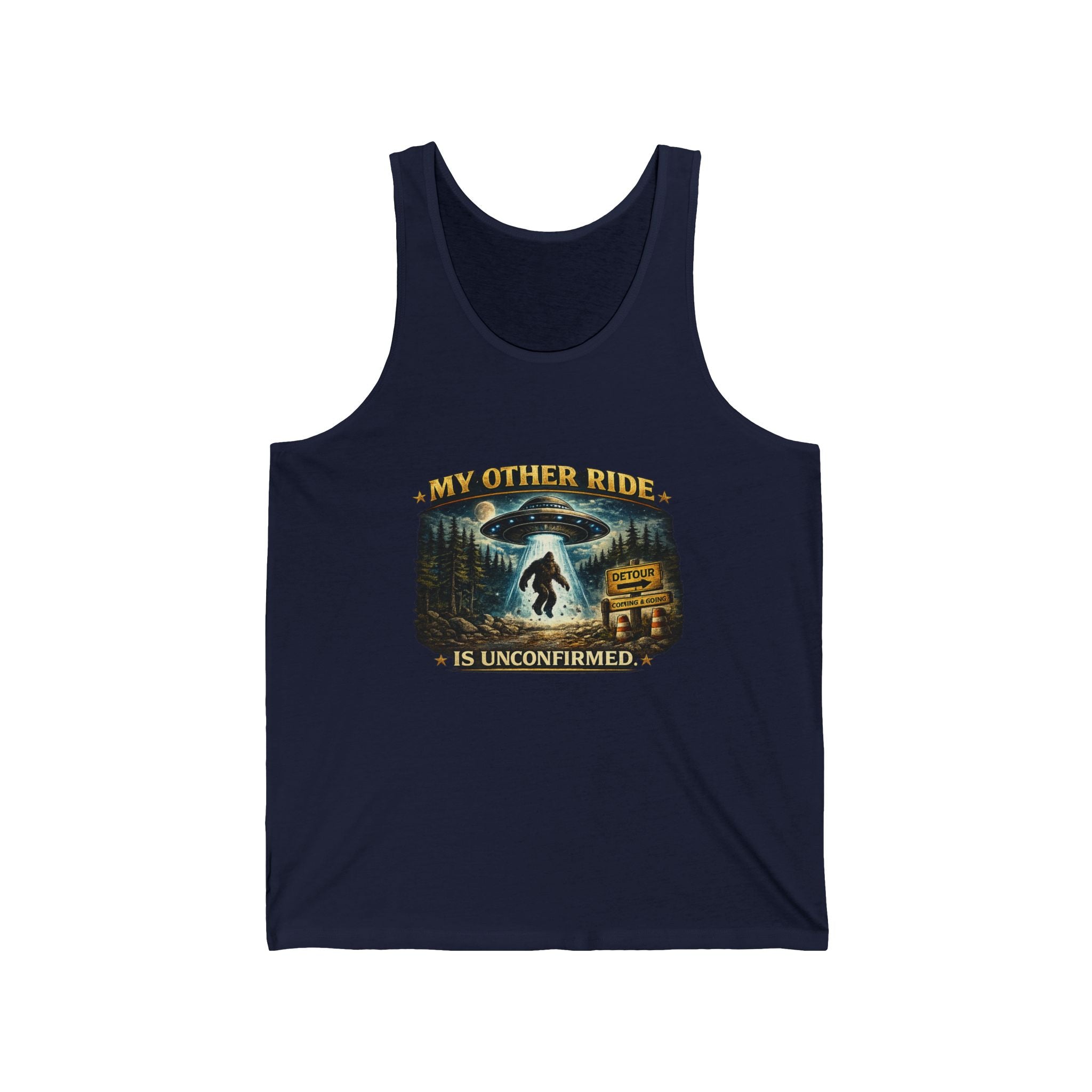 "My Other Ride is Unconfirmed" Cryptid Graphic Tank - Bigfoot UFO Tank Top