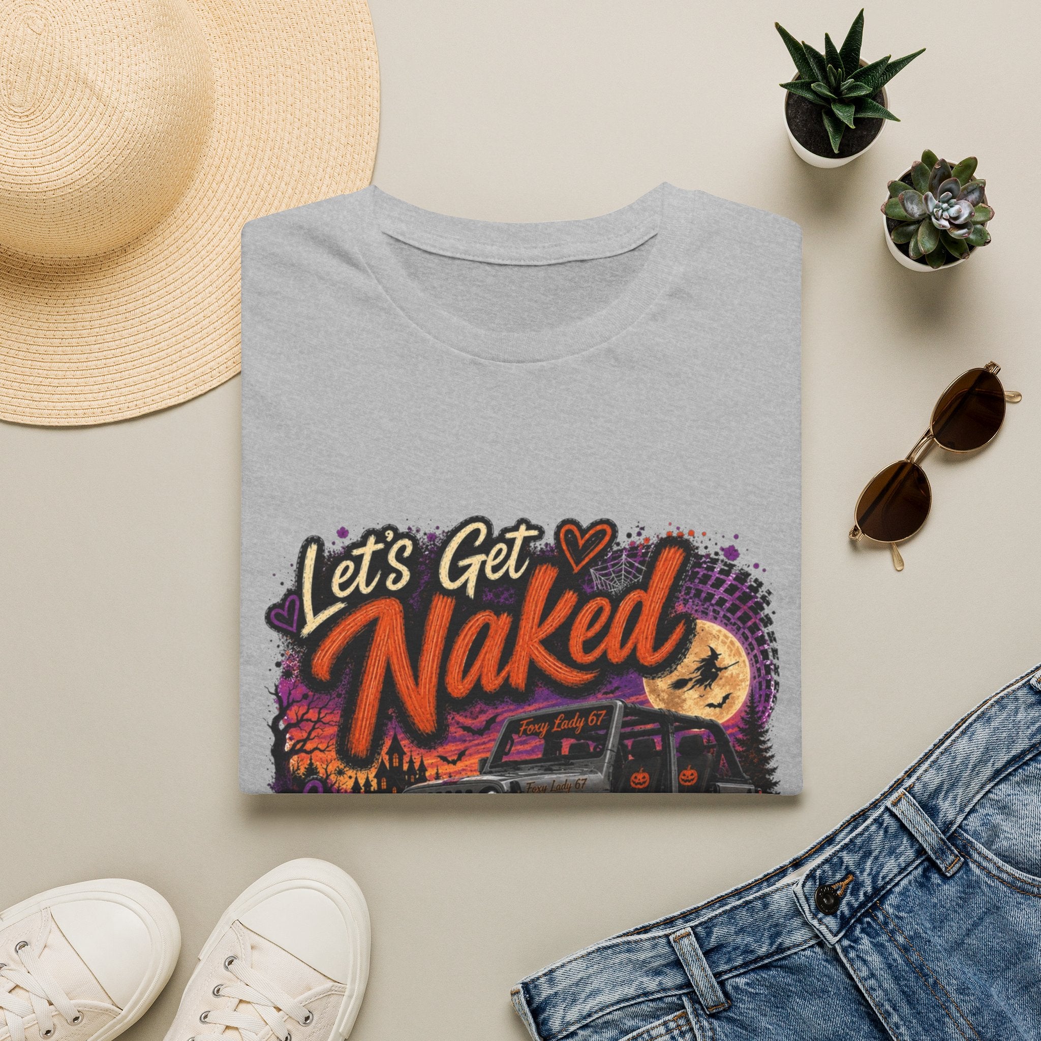 Let's Get Naked T-Shirt — Retro Halloween Camper Graphic Tee