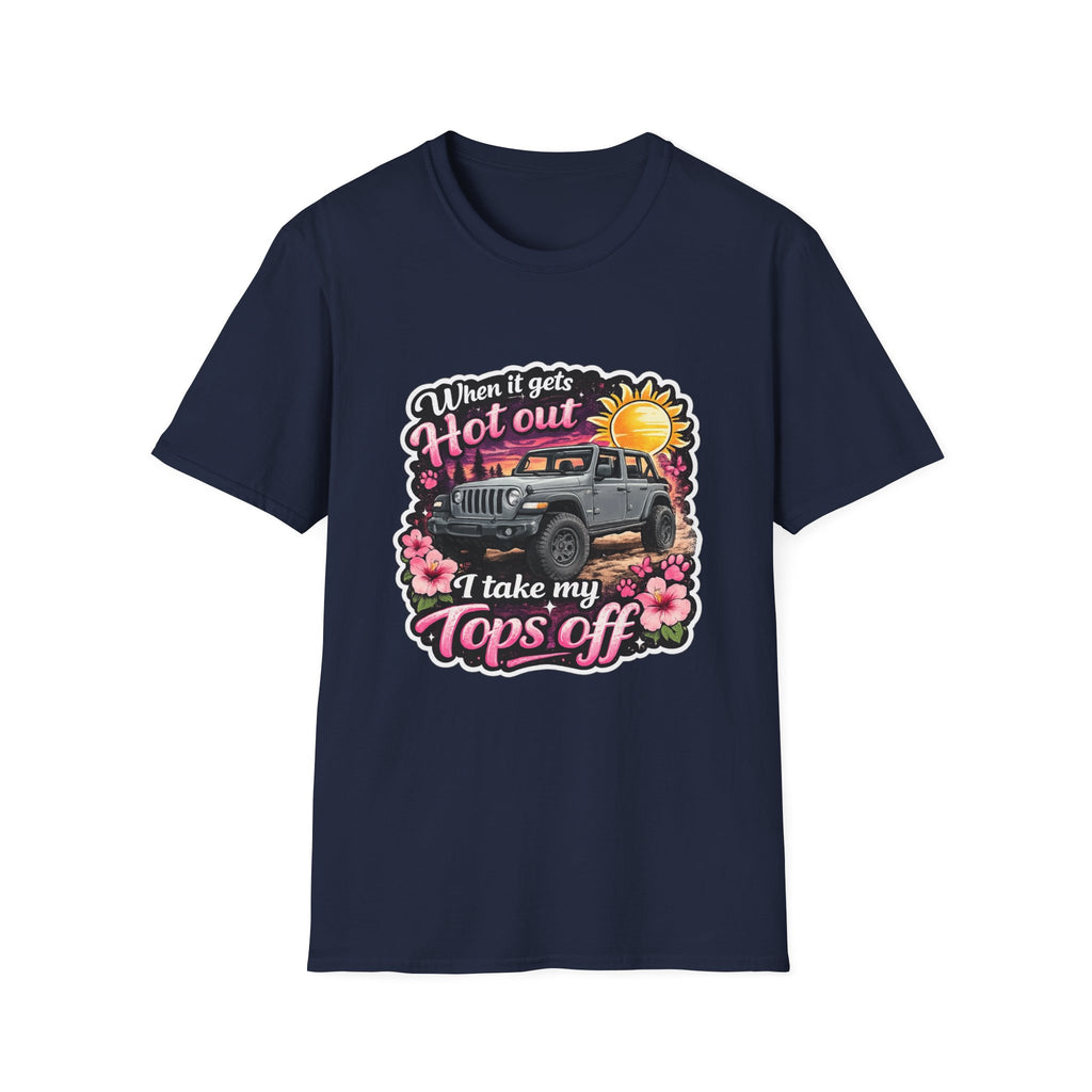When It Gets Hot Out Jeep (Pink) Unisex Softstyle T-Shirt