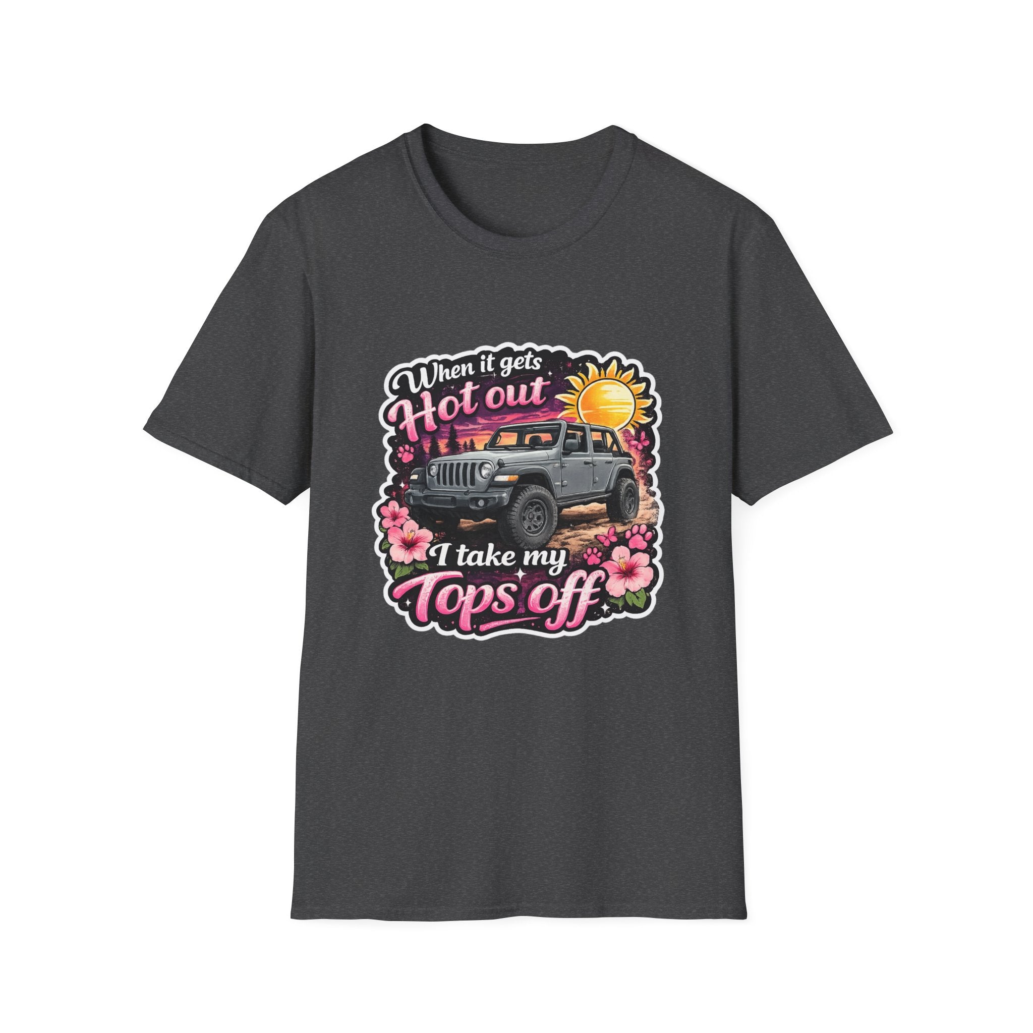 When It Gets Hot Out Jeep (Pink) Unisex Softstyle T-Shirt